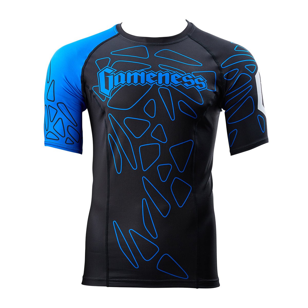 Gameness Men's Short Sleeve Pro Ranked Rash Guard - BJJ MMA Training Shirt for Grappling, Jiu-Jitsu & Combat Sports - Moisture Wicking & UV Protection