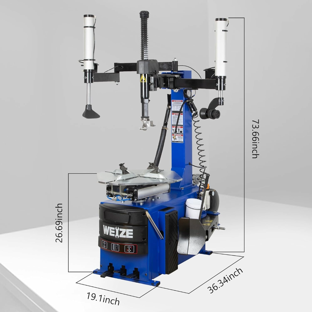 WEIZE Electric Tire Changer Machine with Robo Arm & Roller Tool - 2 Helper Arms for Auto Repair Shops & Home Garages - Perfect for Car, Truck & Motorcycle Tire Replacement