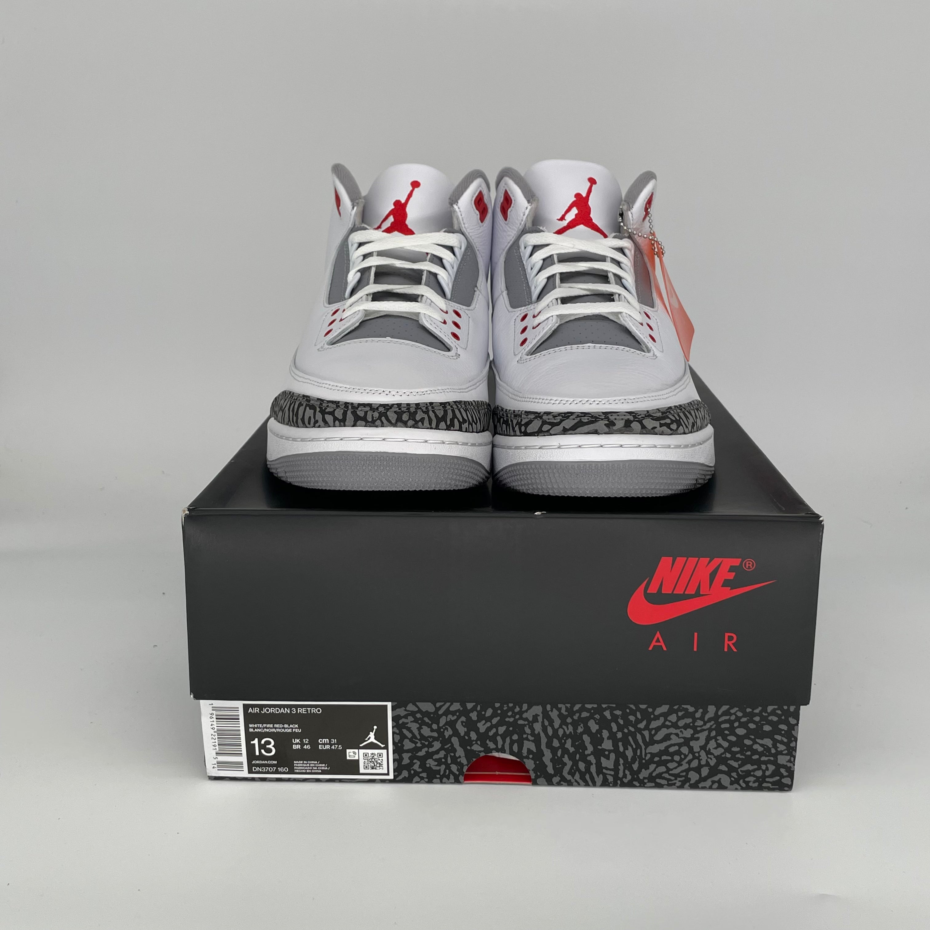 Air Jordan 3 Retro 'Fire Red' Men's Basketball Shoes Size 13 DN3707-160 - Perfect for Streetwear, Sneaker Collecting & Casual Wear