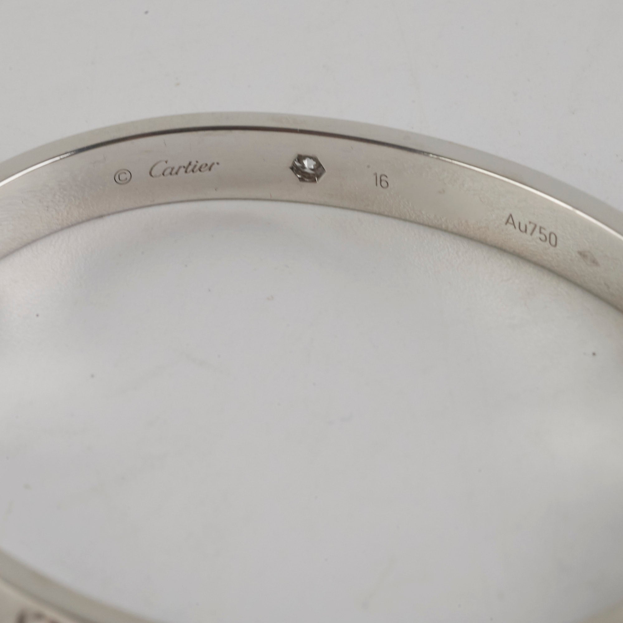 Cartier Love Bracelet in 18K White Gold with 4 Diamonds - Size 16 for Women | Luxury Jewelry Gift for Anniversary, Valentine's Day & Special Occasions
