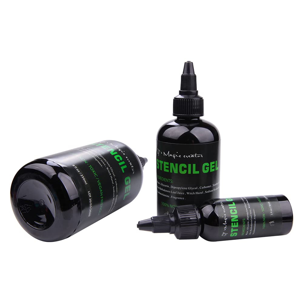 Professional Illusionist Magic Tattoo Stencil Transfer Gel - Dark & Clean Stencils, Long-Lasting Formula (1oz) for Tattoo Artists & Beginners - Perfect for Tattoo Practice, Studio Work & Body Art Design