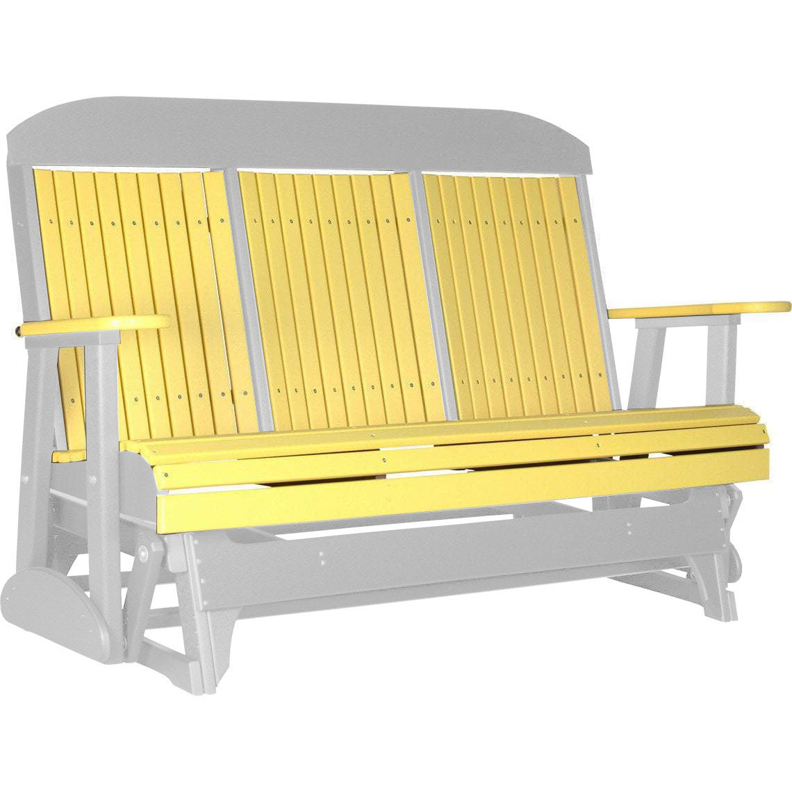 LuxCraft 5 ft. Yellow Recycled Plastic Highback Outdoor Glider - Perfect for Patio, Garden, and Backyard Relaxation