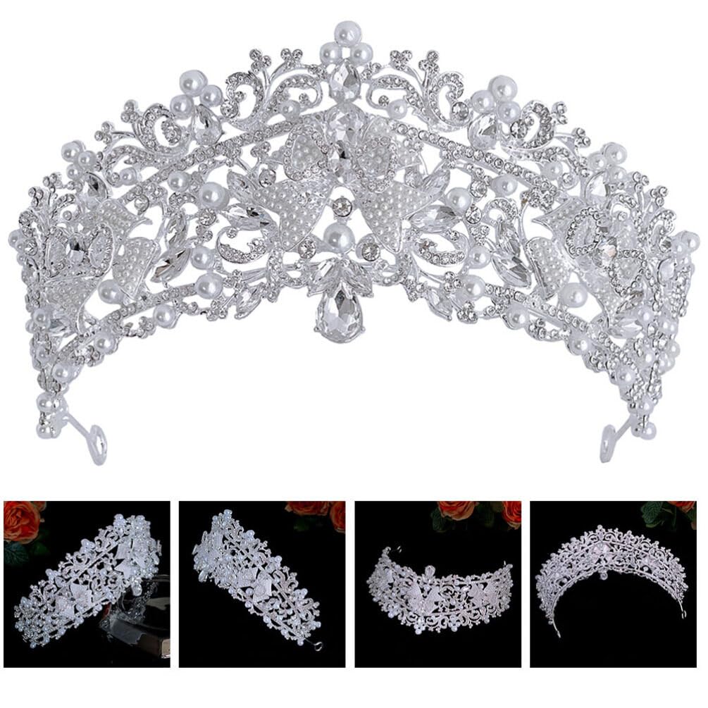 GALPADA Rhinestone Crystal Tiara Crown for Women - Elegant Bridal Headband with Korean Imitation Pearls, Wedding Birthday Party Hair Accessories | Perfect for Brides, Prom, Pageants, and Special Occasions
