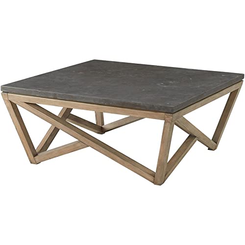 Riverside Furniture Hawkins Square Coffee Table - Antique Oak & Bluestone Top - Perfect for Living Room, Lounge & Home Decor