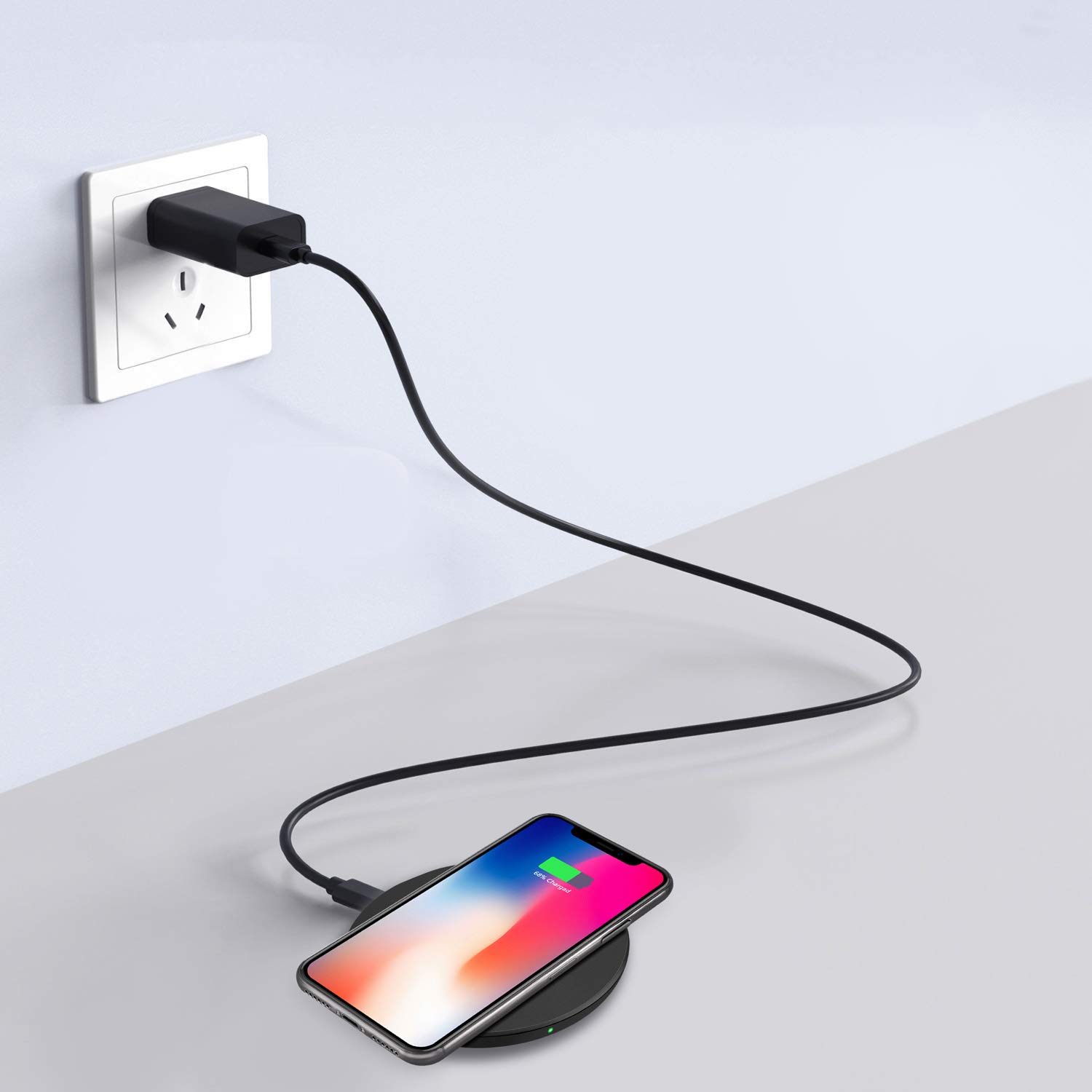 Adesso AUH-1010 10W Max Qi-Certified Fast Wireless Charger Pad - Compatible with iPhone 15/14/13/12, Samsung Galaxy S23/S22/S21, AirPods & Qi-Enabled Devices - Perfect for Home, Office & Nightstand Charging
