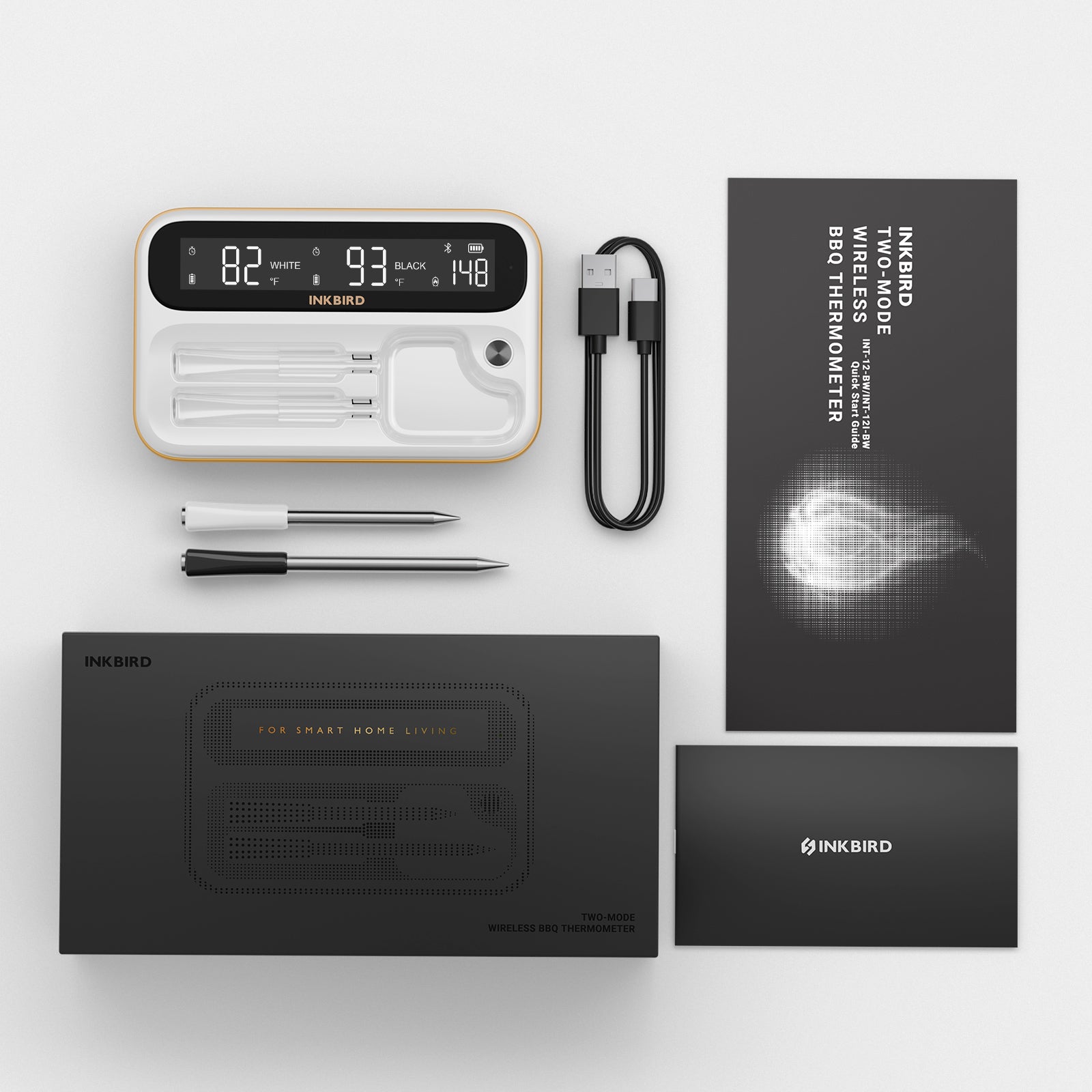 Wireless Bluetooth & WiFi Meat Thermometer for Grilling, Smoking, BBQ - INT 12 BW - Perfect for Outdoor Cooking, Home Kitchen, and Backyard Parties