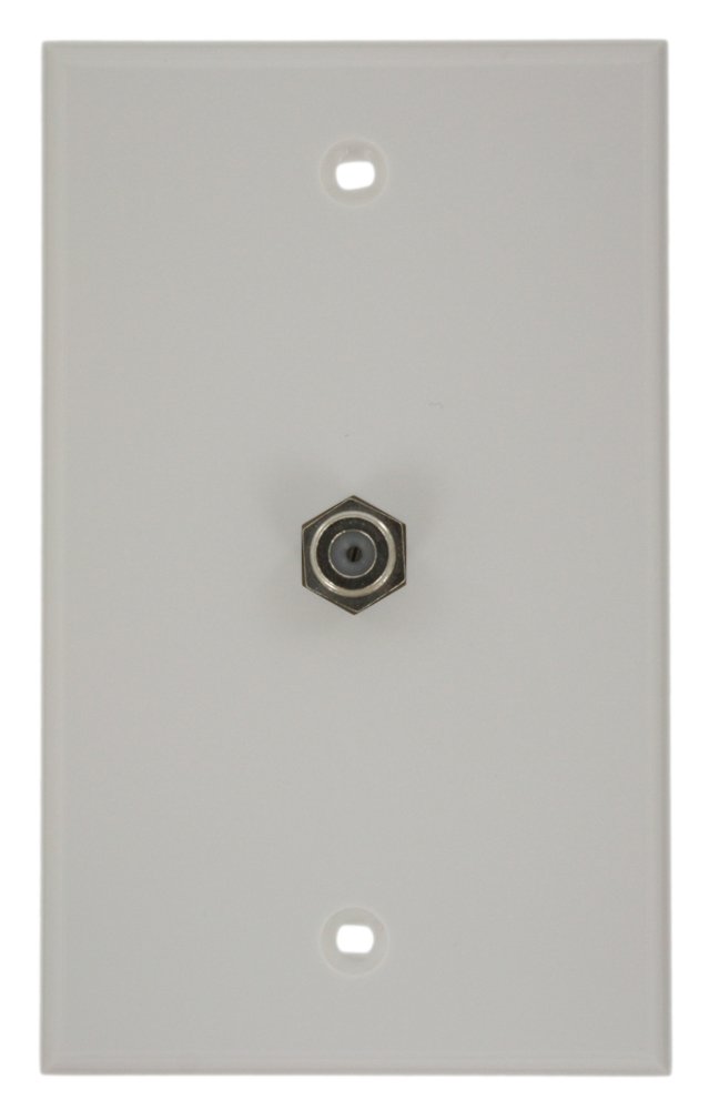Leviton 40981-W Standard Video Wall Jack with F Connector - White | High-Quality Coaxial Cable Outlet for Home Theater & TV Setup
