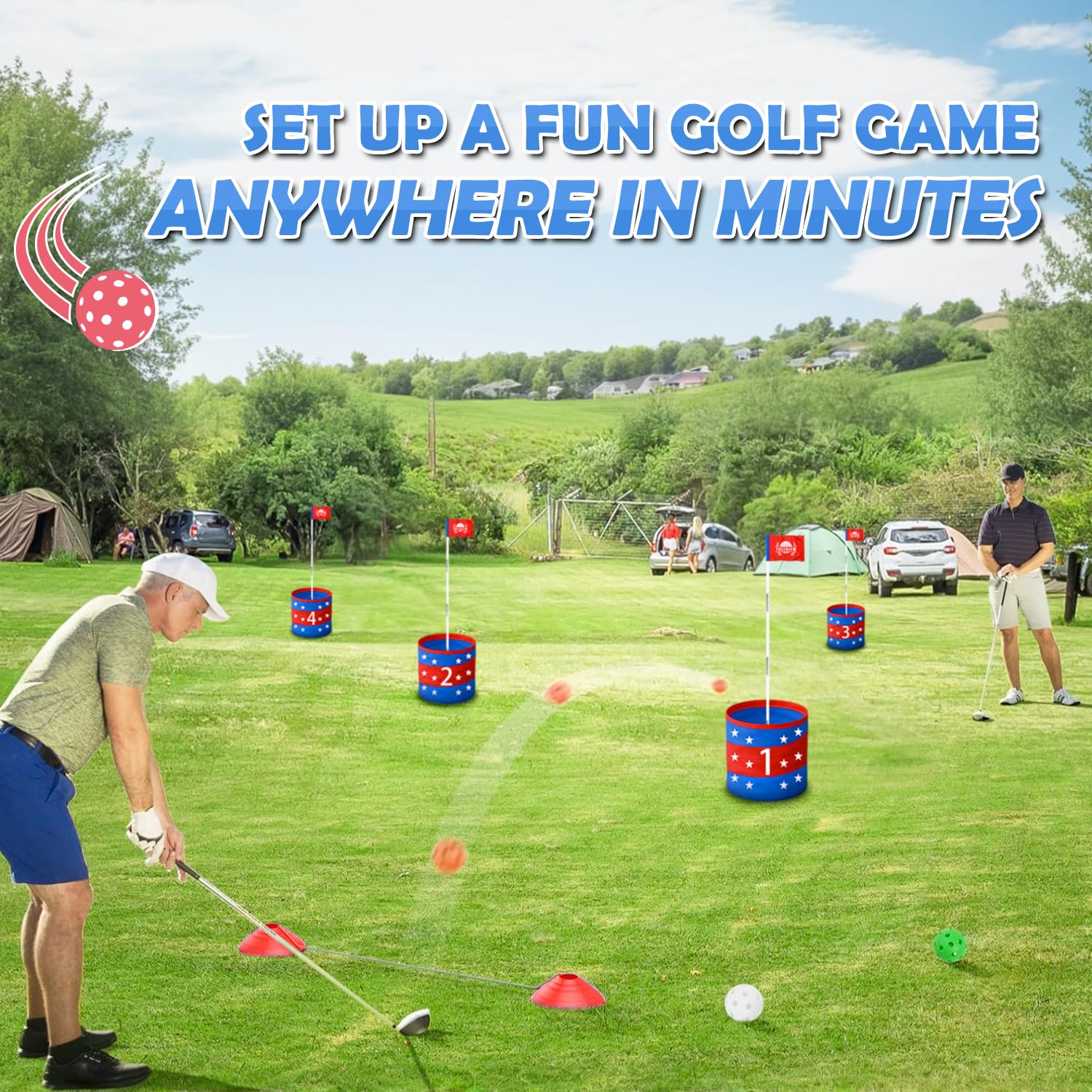 Premium 9-Hole Golf Set for Adults - Portable Backyard & Beach Golf Game with Balls & Flags | Perfect for Outdoor Parties, Picnics, and Family Fun