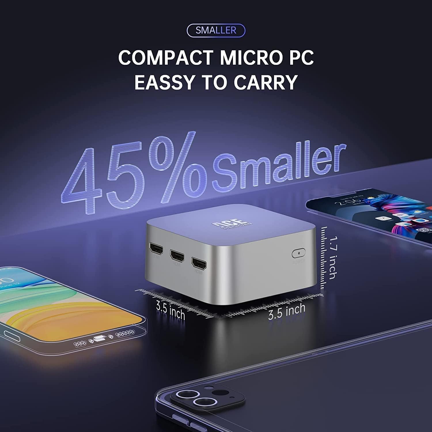 ACEMAGICIAN Mini PC Computer 12GB LPDDR5 256GB SSD, Intel 12th Gen N100 Processor up to 3.4GHz, 4K UHD Triple HDMI, Dual Gigabit Ethernet, WiFi 6/BT4.2 - Compact Desktop for Home Office, Gaming & Digital Signage