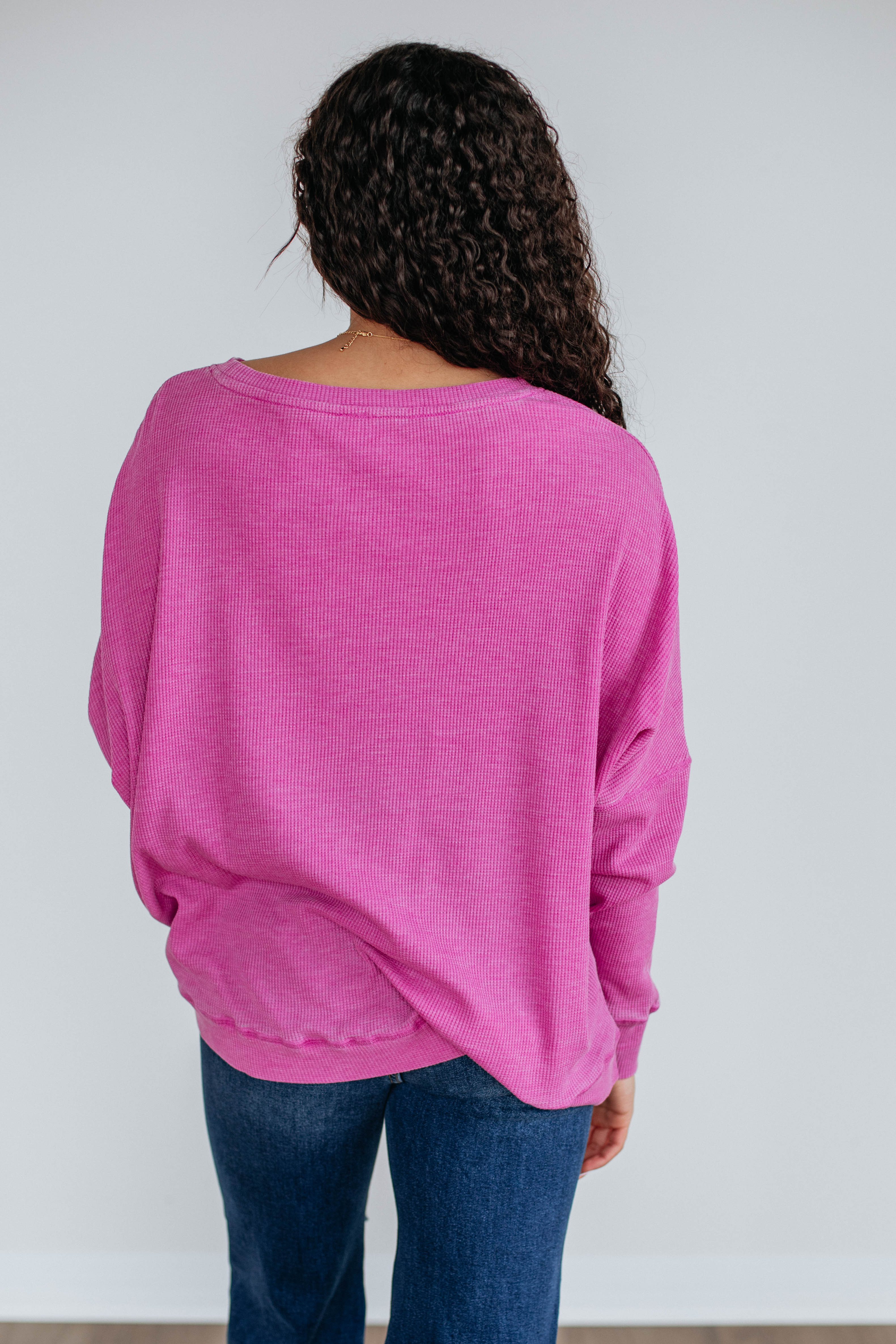 Breathable Waffle Knit Top for Women - Soft Orchid Color - Perfect for Casual Wear, Layering & Everyday Comfort