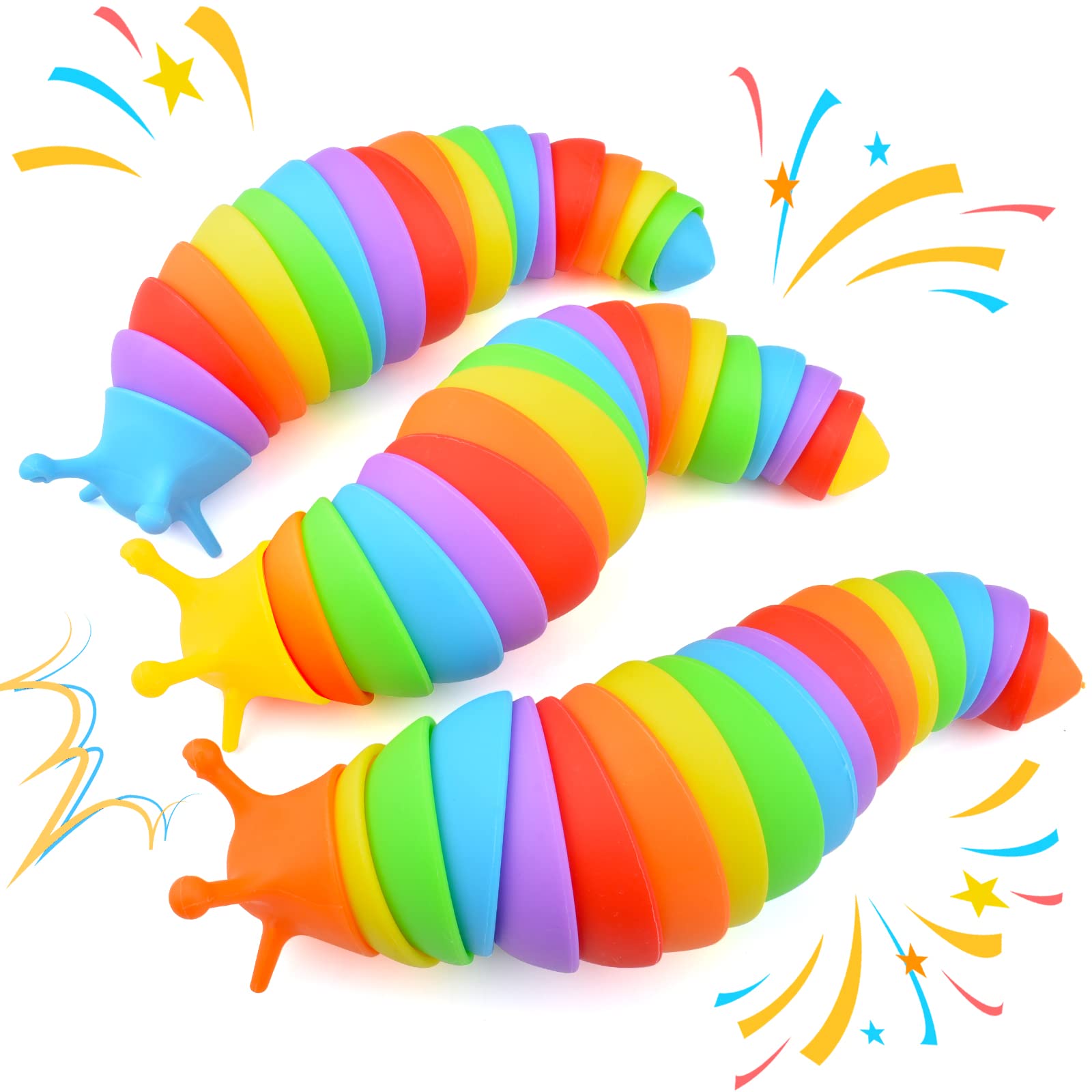 Cevioce Sensory Slug Fidget Toy - 3Pcs for Kids & Adults, Autism Stress Relief - Perfect for ASMR, Birthday Gifts
