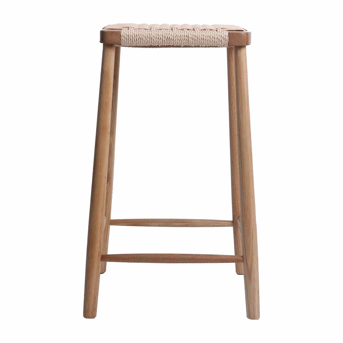 Fitzroy Rattan Bar Stool - Natural Wicker Counter Height Stool with Cushion - Perfect for Kitchen Island, Breakfast Nook & Outdoor Patio Seating