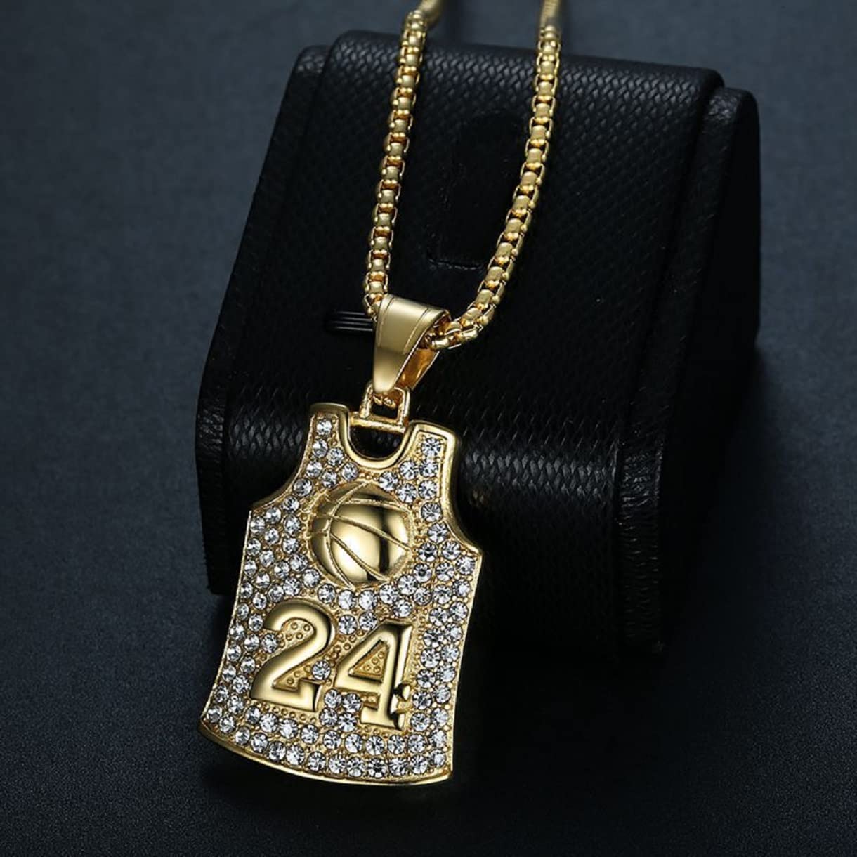 24 Basketball Jersey Necklace for Men - No.24 Basketball Pendant Jewelry - Rock Basketball Shirt Necklace - Perfect for Games, Gifts & Memorials