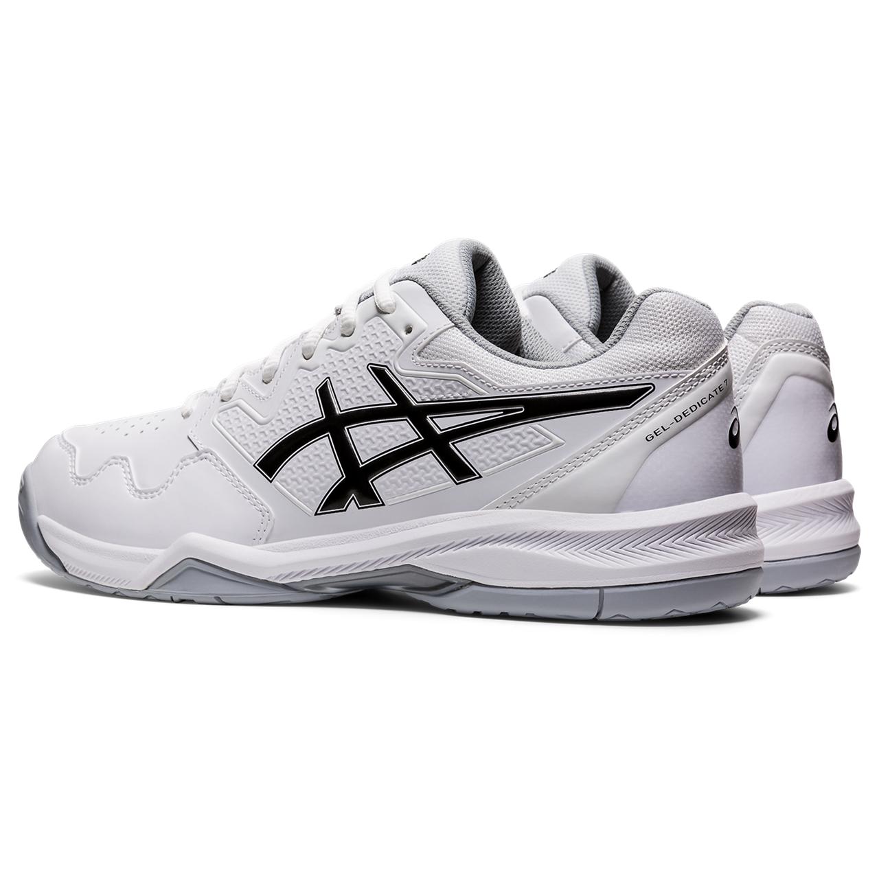 ASICS Gel-Dedicate 7 Men's Tennis Shoes - White/Black - Lightweight Performance Court Shoes for Tennis & Pickleball - Ideal for Competitive Play & Training Sessions