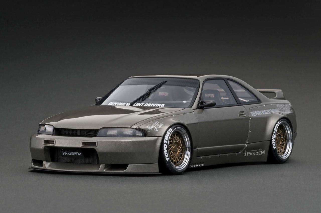 1:18 Scale Nissan Skyline GT-R (BNCR33) Pandem Widebody Diecast Model Car - Gun Metallic Finish - Collectible Racing Car for Display & Gifts - Perfect for Car Enthusiasts & Model Collectors