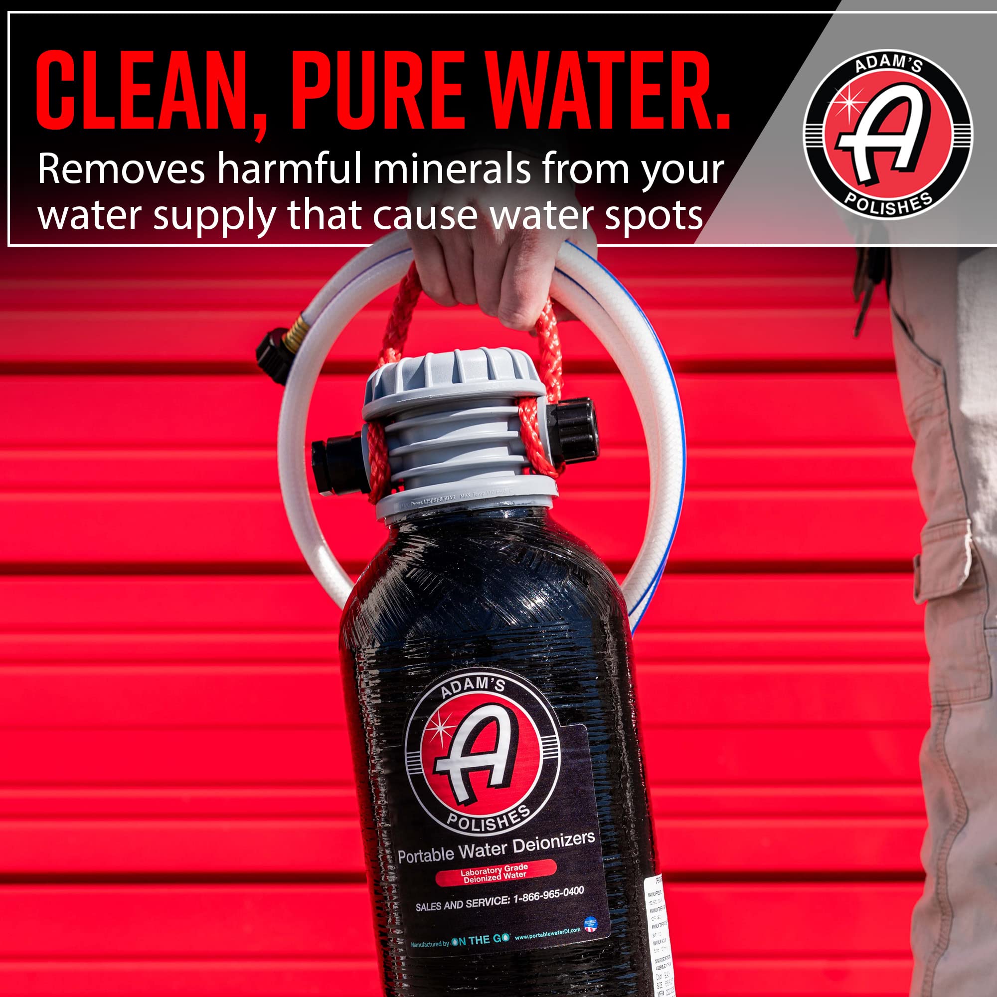 Adam's Polishes Portable Spotless Water Deionizer (Small) - Eliminates Water Spots for Car Detailing, RV & Boat Washing - Easy to Use Garden Hose Attachment for Spotless Rinse & Touchless Cleaning