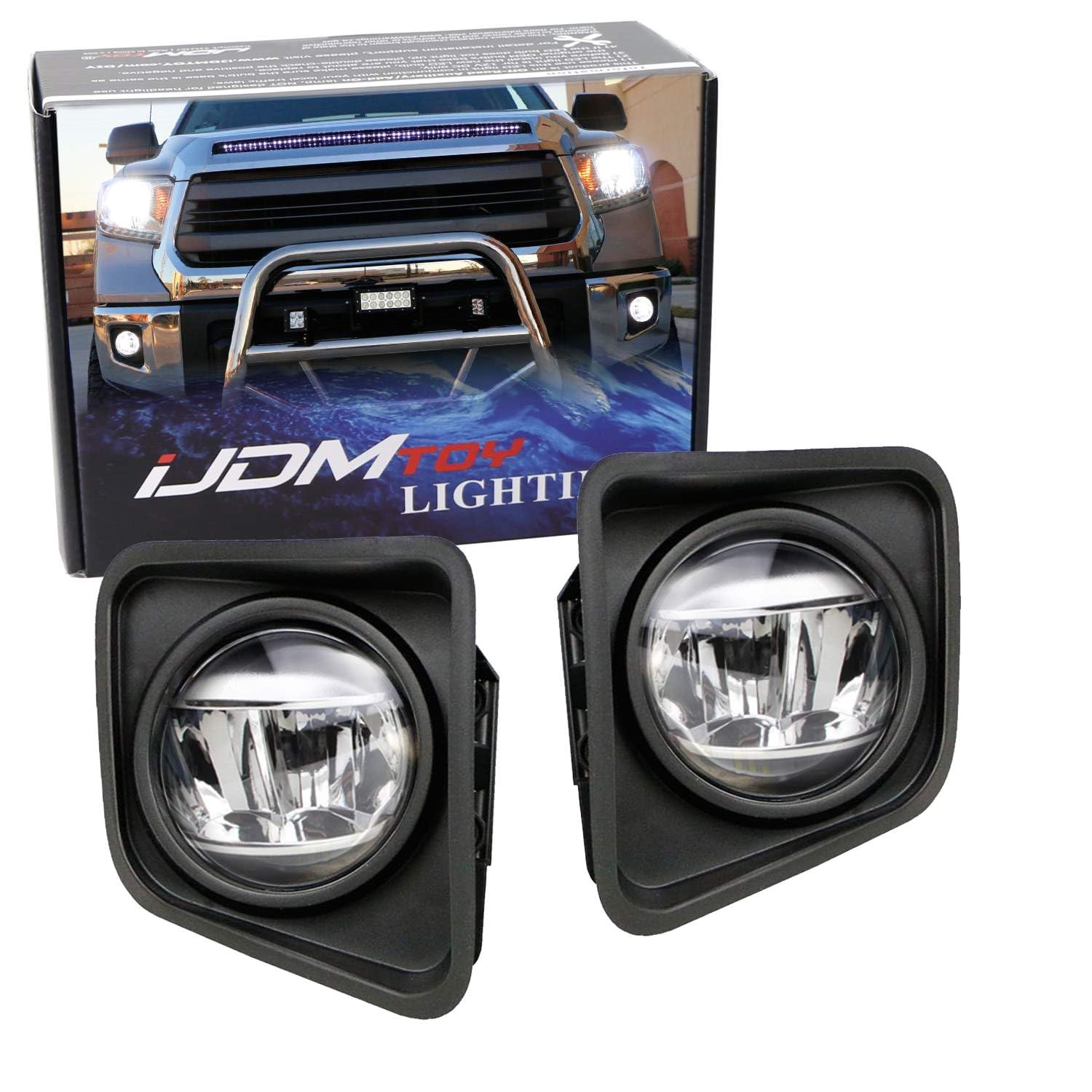 iJDMTOY High Power XB-D LED Fog Lights & Driving Lights Kit for 2014-2021 Toyota Tundra - Includes Garnish Bezels & Wiring Harness | Durable Off-Road Lighting for Night Driving & Foggy Conditions