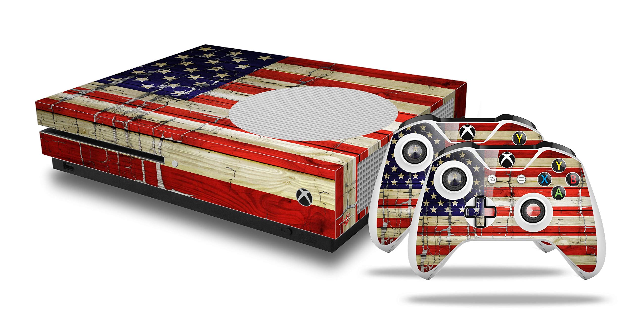 Xbox One S Console & Controller Vinyl Skin Wrap - Painted Faded Cracked USA Flag Design | Protective Decal for Gaming Setup & Patriotic Decor