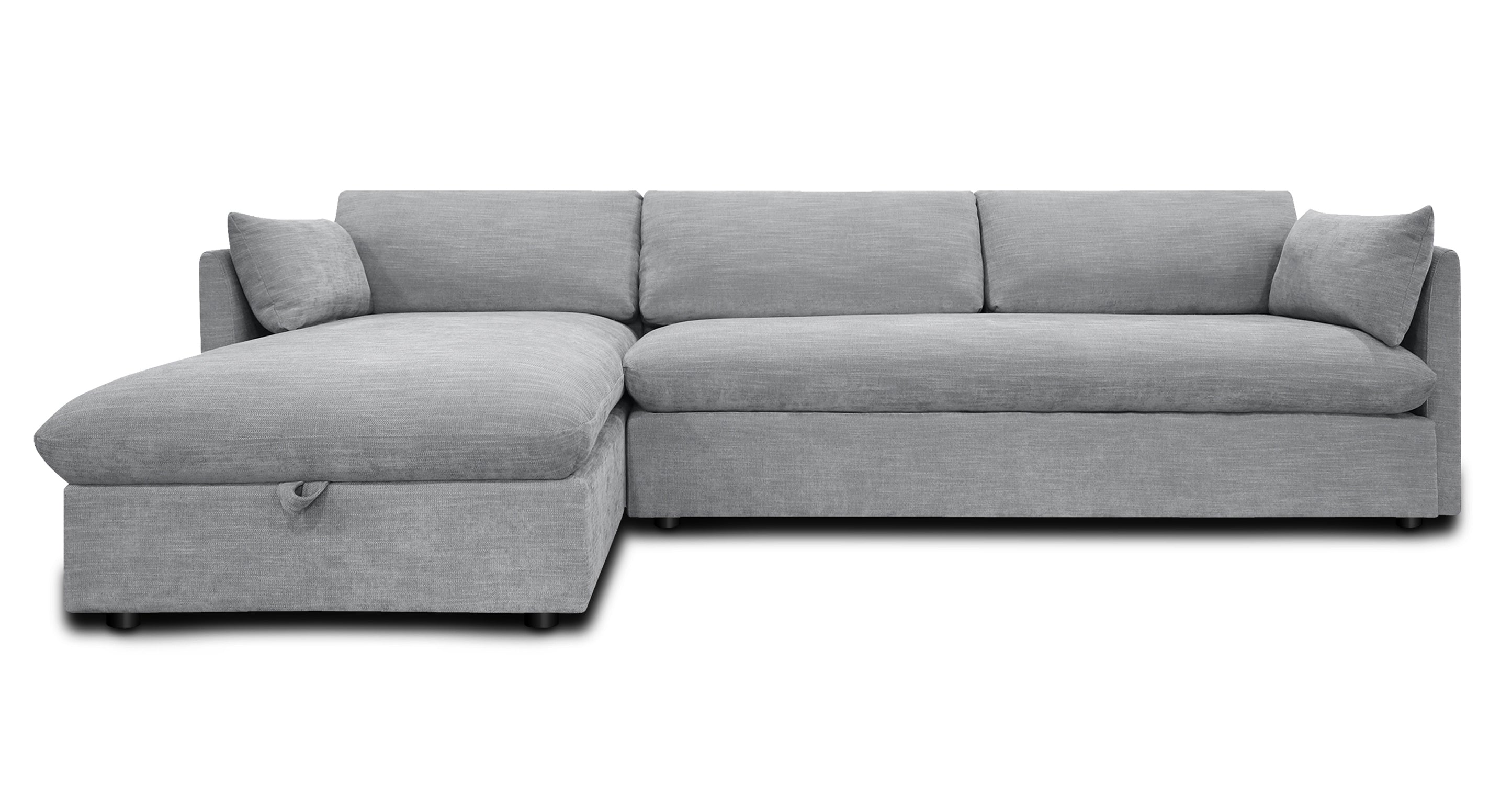 Argos Left Facing Sleeper Sectional Sofa Bed - Convertible L-Shaped Couch with Pull-Out Bed, Modern Fabric Upholstery for Living Room, Guest Room & Small Spaces