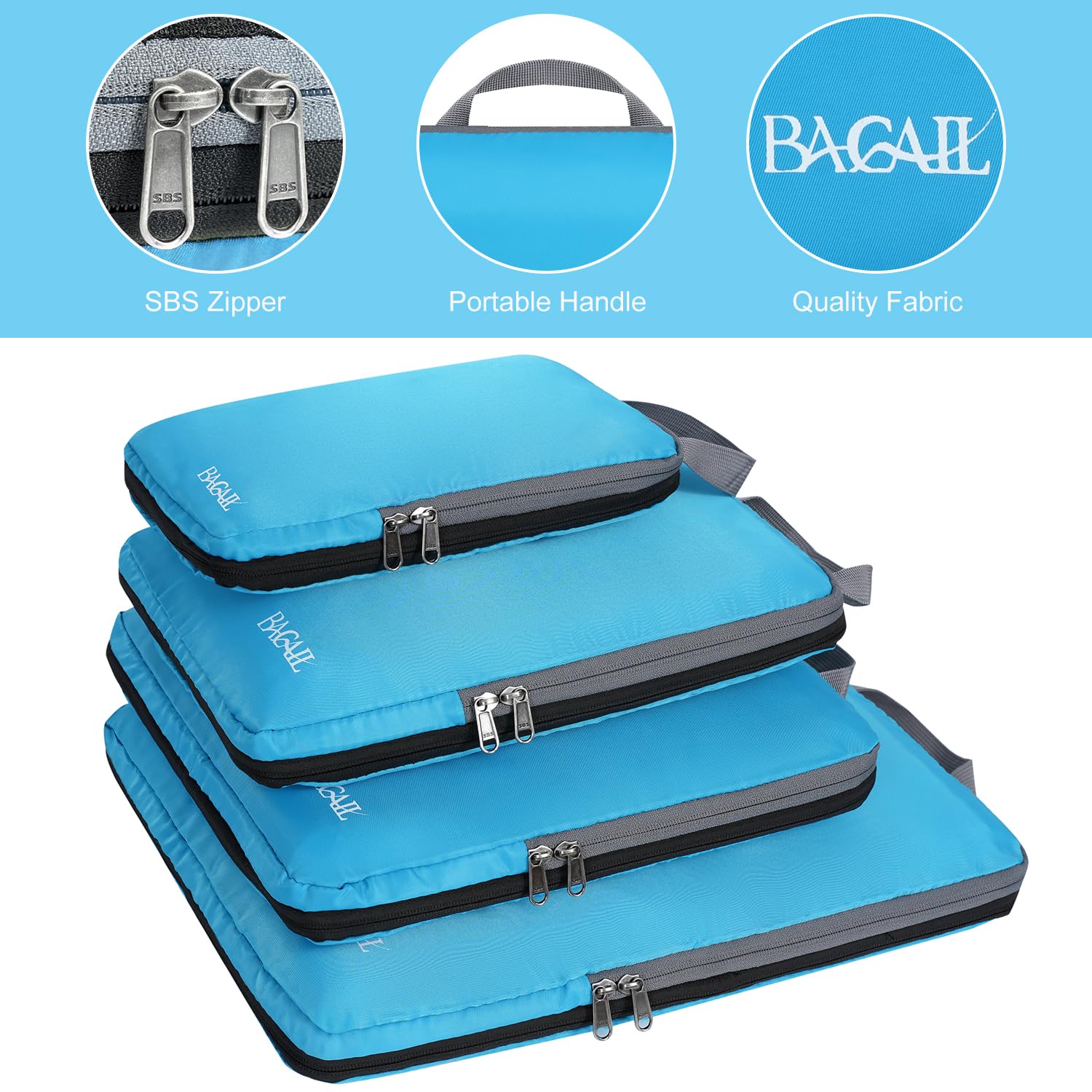 BAGAIL 4-Piece/6-Piece Compression Packing Cubes Set - Expandable Travel Organizers for Luggage & Suitcases - Perfect for Business Trips, Vacations & Weekend Getaways