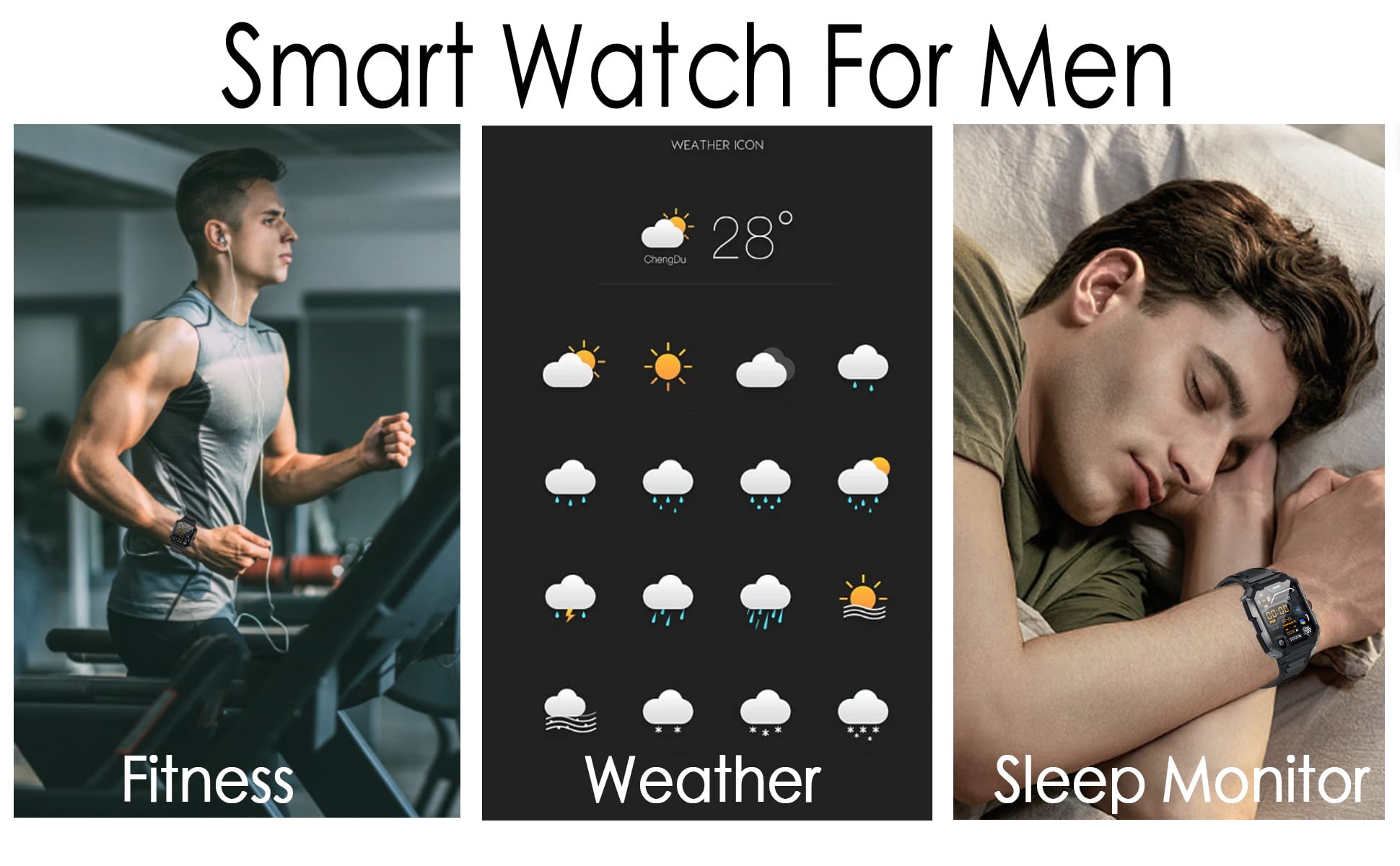 Smart Watch for Men - IP68 Waterproof Fitness Tracker with 1.85