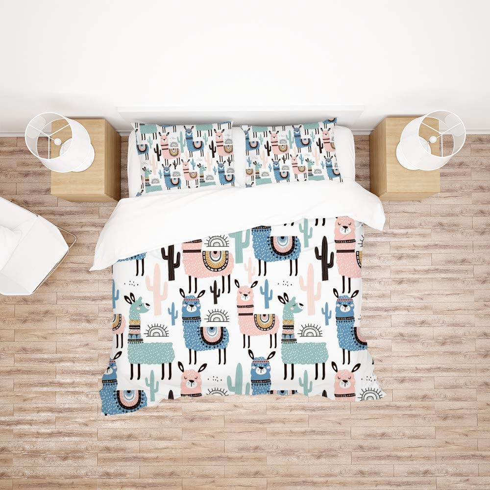 LifeCustomize Cactus Llama Duvet Cover Set - 2 Piece Kids Bedding with Pillowcase, Twin Size Comforter Cover for Boys & Girls - Perfect for Nursery, Kids Room Decor and Cozy Bedtime
