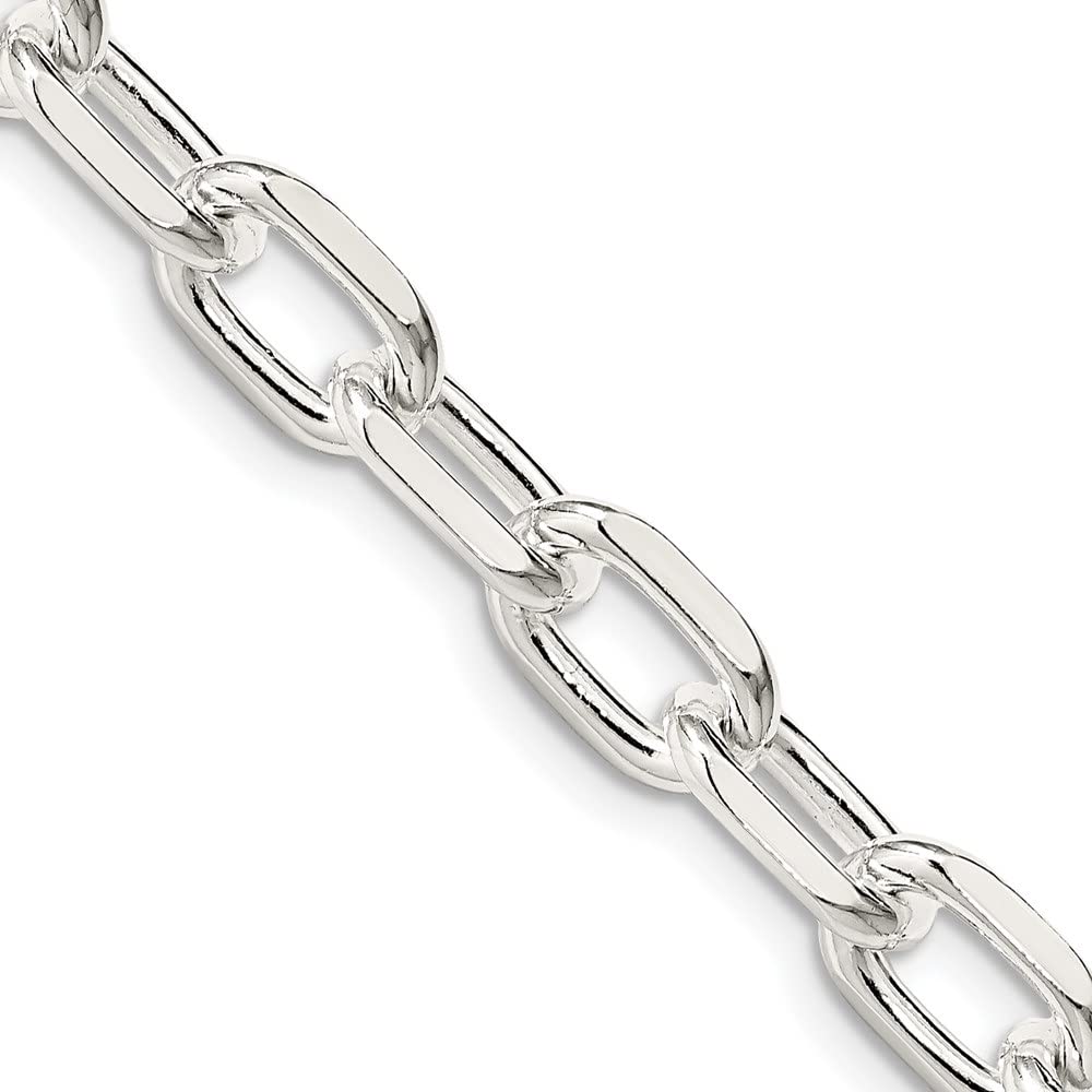 Diamond2Deal Sterling Silver 7.5mm Diamond-Cut Long Link Cable Chain Necklace for Women - Elegant Layering Jewelry for Everyday Wear & Special Occasions