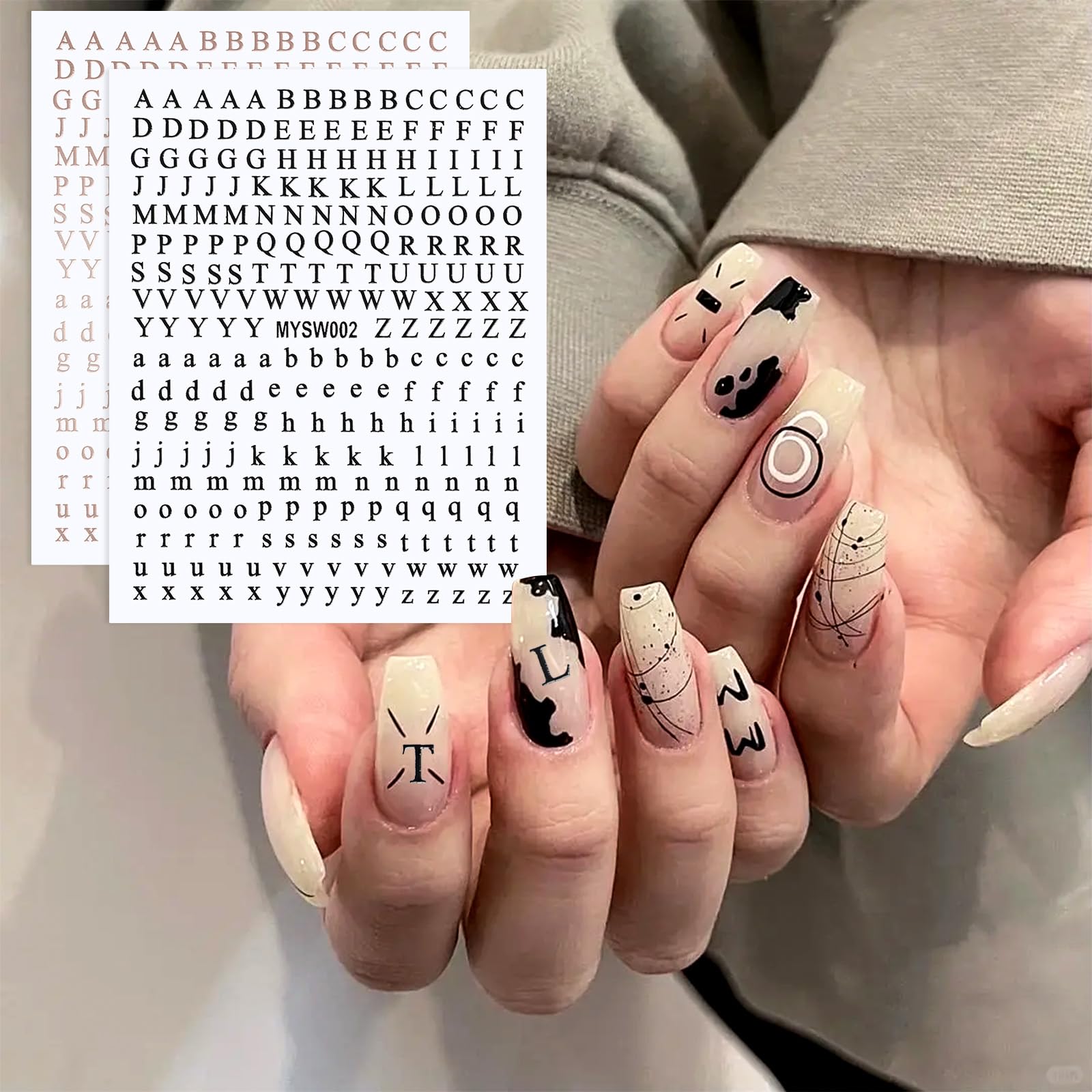 10 Sheets Self-Adhesive Letter Nail Art Stickers - Glitter English Alphabet Nail Decals for DIY Manicure (5 Colors) | Perfect for Parties, Weddings, Holidays & Everyday Nail Art Designs
