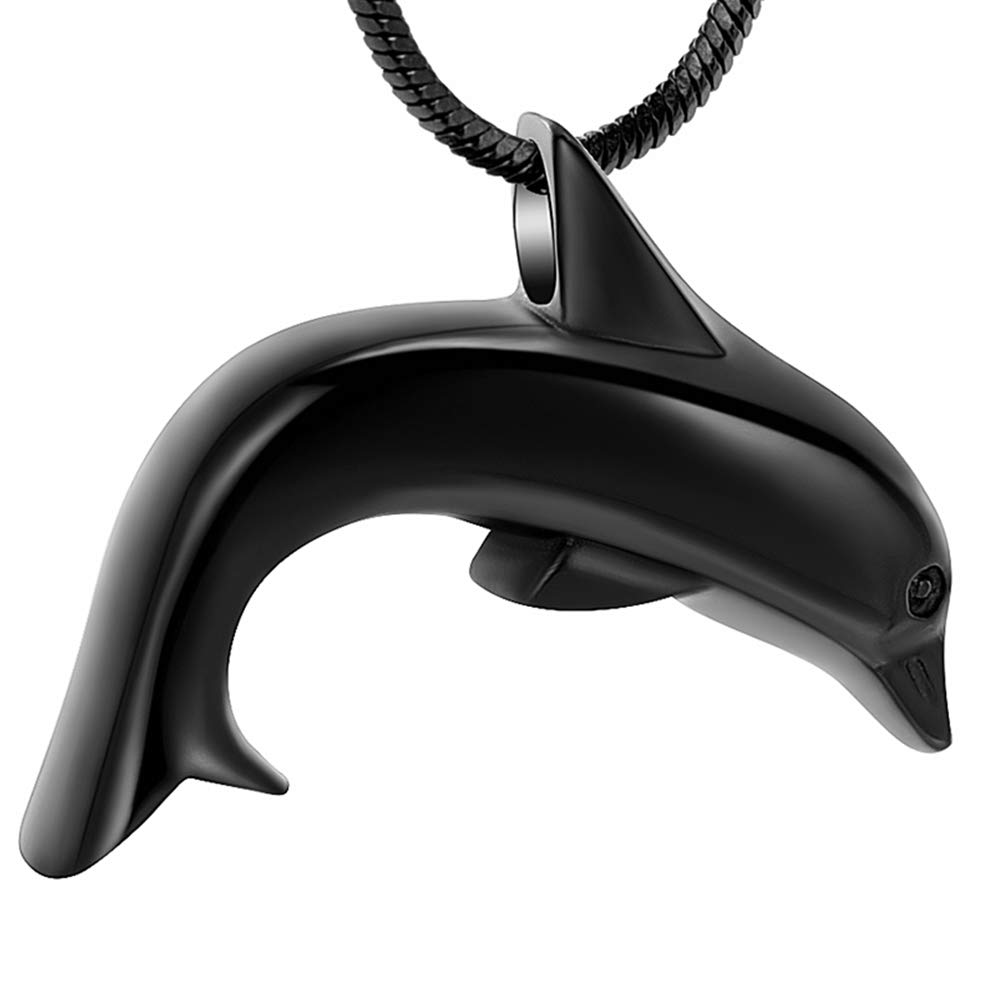 Dolphin Shaped Cremation Jewelry Necklace - Stainless Steel Memorial Urn Pendant for Ashes with Fill Kit | Pet Loss Keepsake, Grieving Gift for Loved Ones | Perfect for Memorial Services, Funeral Remembrance & Everyday Wear
