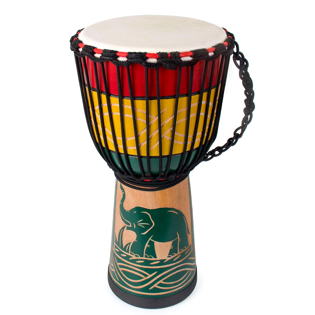 Lotmusic 10'' African Djembe Drum - Hand-Carved Mahogany Congo Drum with Goatskin Head | Professional Bongo Drum for Adults | Perfect for Music Therapy, Drum Circles & Cultural Performances