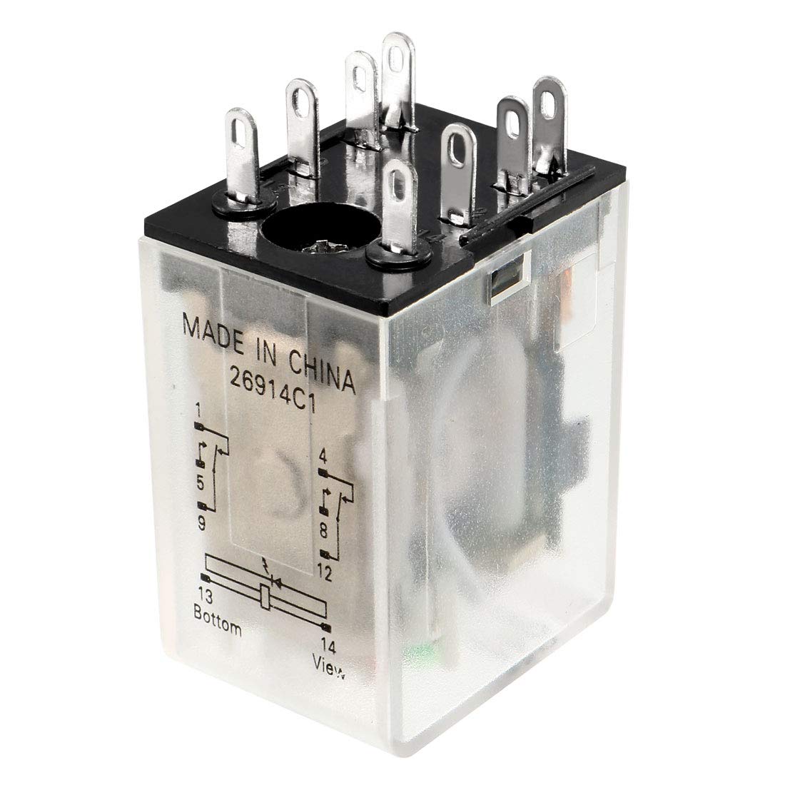 uxcell 8 Pin DPDT Electromagnetic Power Relay with DC24V Coil & Green Indicator Light + Socket Base - Perfect for Industrial Control, Automation Systems, and Electrical Equipment