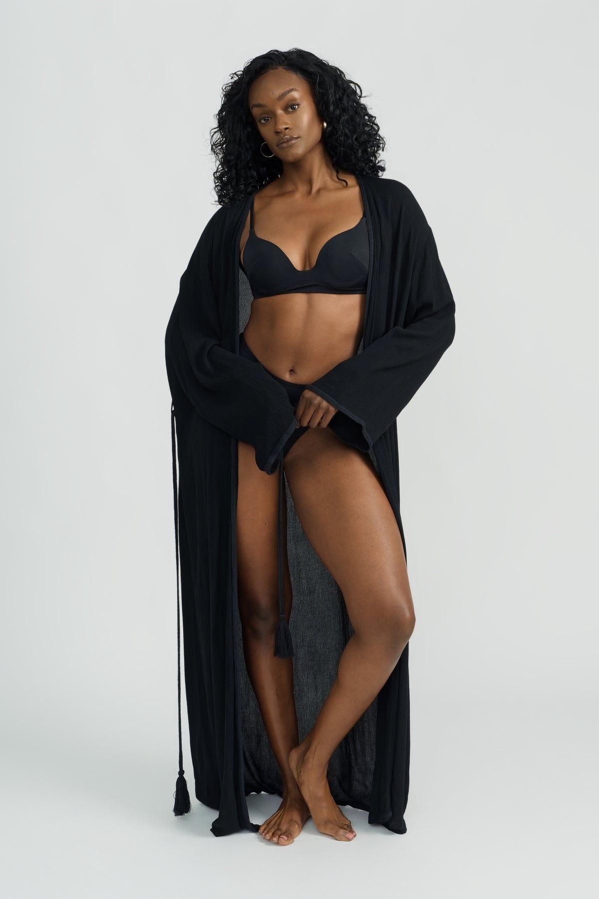 Arlo Robe for Women - Soft & Comfortable Black Bathrobe - Perfect for Spa, Lounge & Relaxation at Home