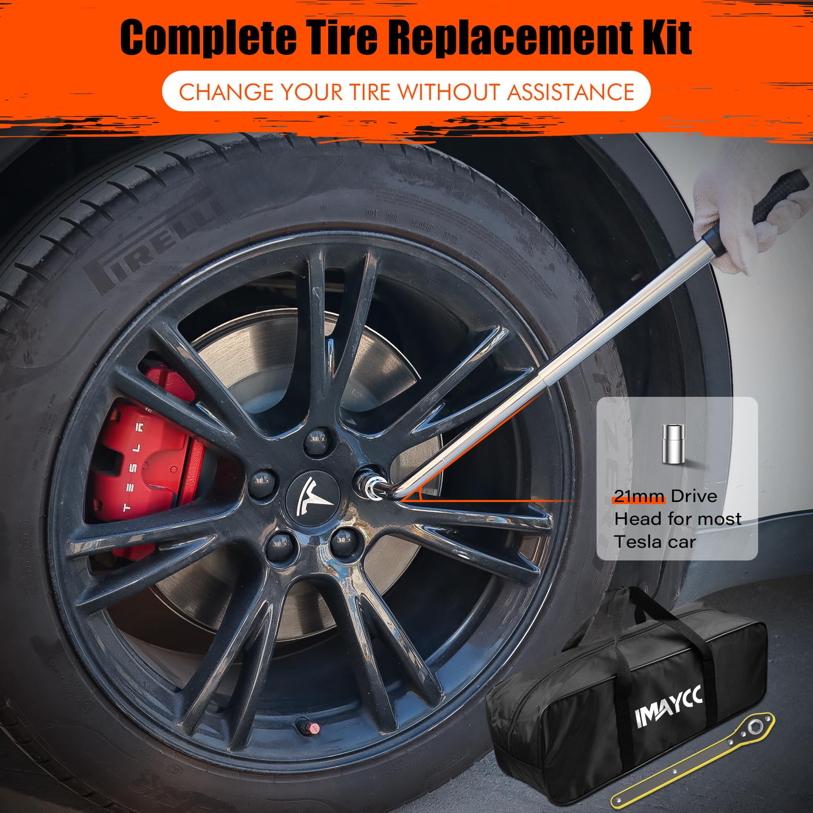 2.5 Ton Tesla Car Jack Kit for Model Y/3/S/X - IMAYCC Scissor Jack with Pucks & Pad - Spare Tire Repair & Tire Changing Tools for Tesla Vehicles - Perfect for Roadside Emergencies & DIY Maintenance