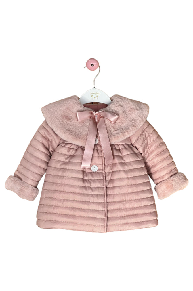 Stylish Dusky Pink Faux Fur Coat with Padding - Warm Winter Jacket for Women | Perfect for Cold Weather, Date Nights & Holiday Outfits