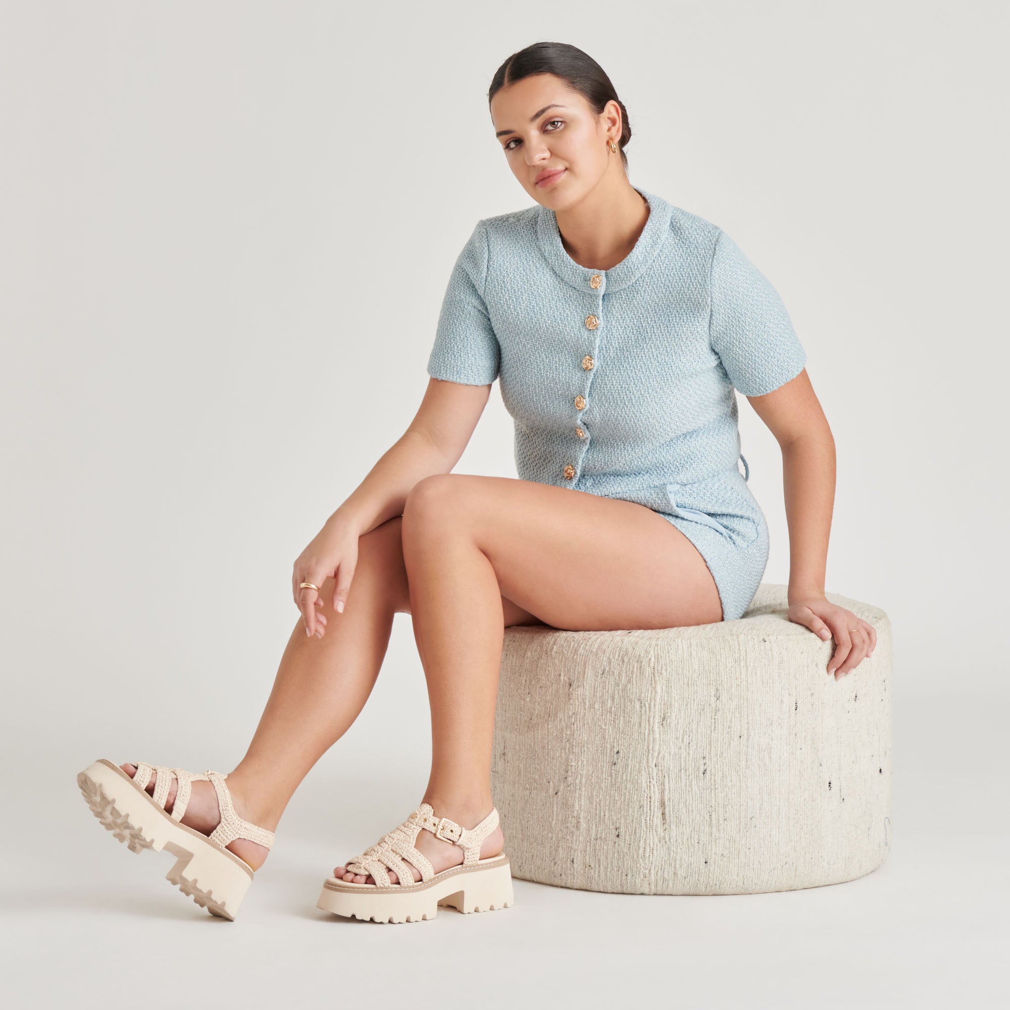 Lattice Knit Sandals for Women - Comfortable Oatmeal Color Summer Beach Sandals - Perfect for Walking, Travel, and Casual Outings