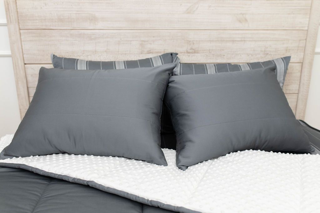 Soft & Breathable Reese Pillowcase Set - 100% Cotton Standard Size Pillow Cover for Bedroom, Hotel, Travel & Home Decor - 2 Pack (White & Grey)