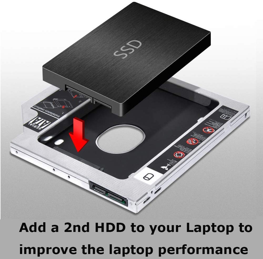 Padarsey Plateau Universal 9.5mm SATA to SATA Adapter for 2nd SSD HDD - Compatible with Dell HP Lenovo ThinkPad Acer Gateway Asus Sony Samsung MSI Laptops - Perfect for Storage Upgrades & Data Transfer