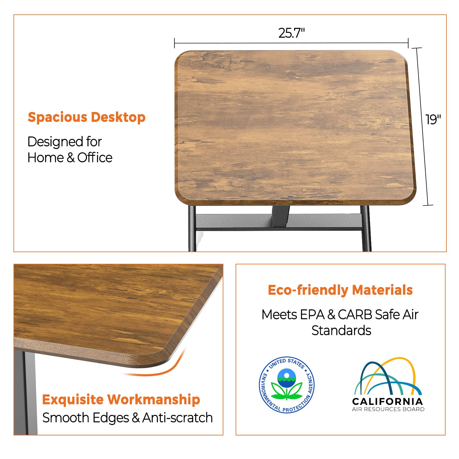 Sweetcrispy Mobile Rolling Standing Desk - Adjustable Height Overbed Table with Wheels, Portable Teacher Podium & Laptop Cart for Home Office, Classroom, Dorm (Rust Brown) - Perfect for Remote Work, Online Teaching & Small Space Living