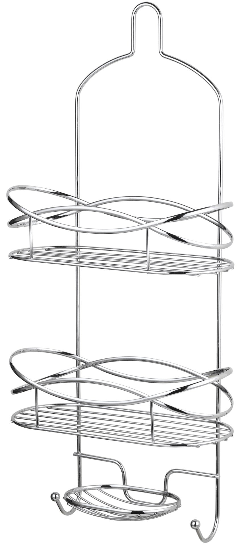 ITY Chrome Shower Caddy L0891 - Rustproof Bathroom Organizer with Hooks for Shampoo, Soap & Towels - Perfect for Small Spaces & Apartment Showers