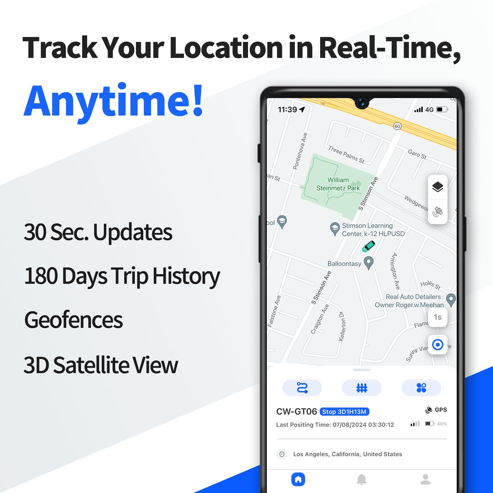4G GPS Tracker for Vehicles - No Monthly Fee & Subscription - Long Battery Life with SIM Card & Data Included - Real-Time Tracking, GeoFence Alerts, Trip History - Perfect for Fleet Management, Teen Driver Safety & Asset Protection