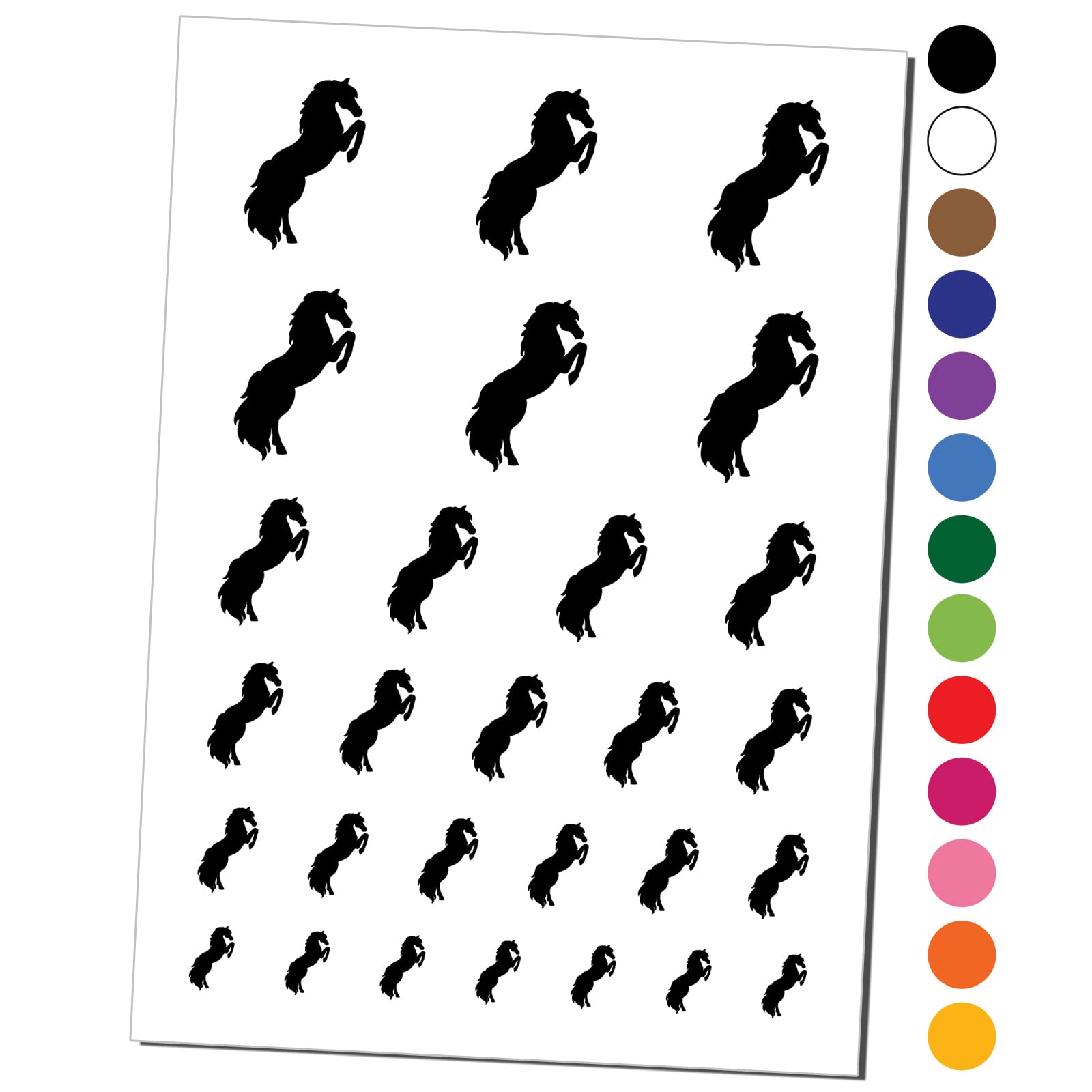 Realistic Horse Rearing on Hind Legs Temporary Tattoo - Waterproof Fake Body Art Set (Black, 1 Sheet) - Perfect for Costume Parties, Halloween & Equestrian Events