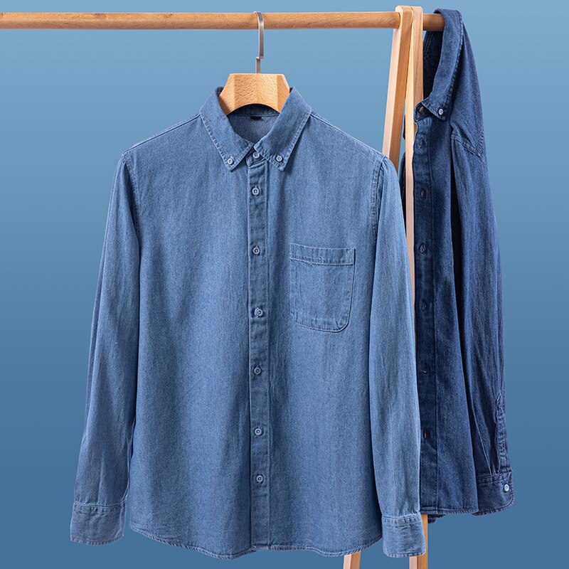 Business Casual Denim Shirt for Men - Comfortable Stretch Work Shirt - Office Wear & Smart Casual Outfits
