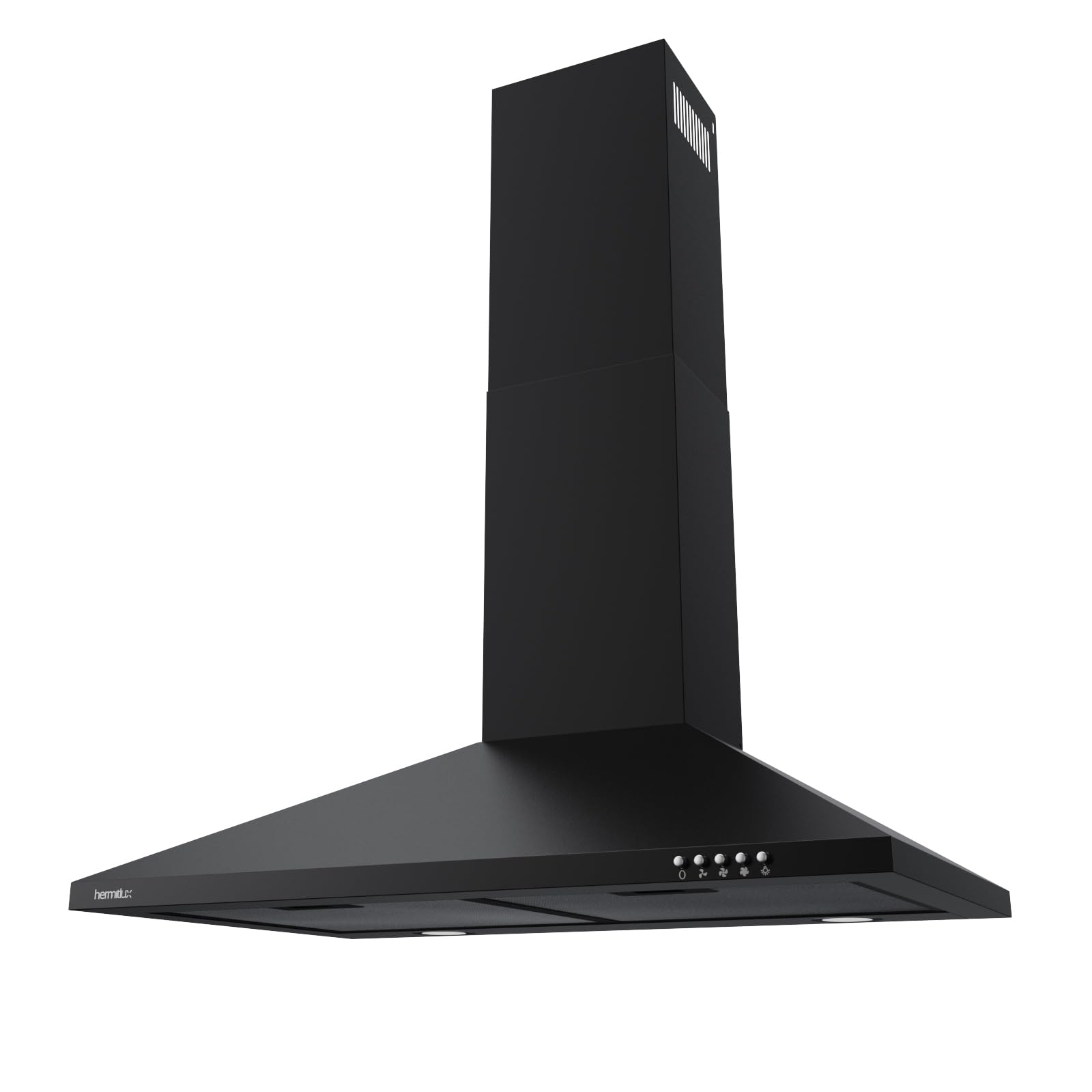 30 Inch Wall Mount Range Hood - Hermitlux Kitchen Vent Hood with Charcoal Filter | Ducted/Ductless Convertible | Black Stainless Steel | Perfect for Home Kitchen, Restaurant & Commercial Use