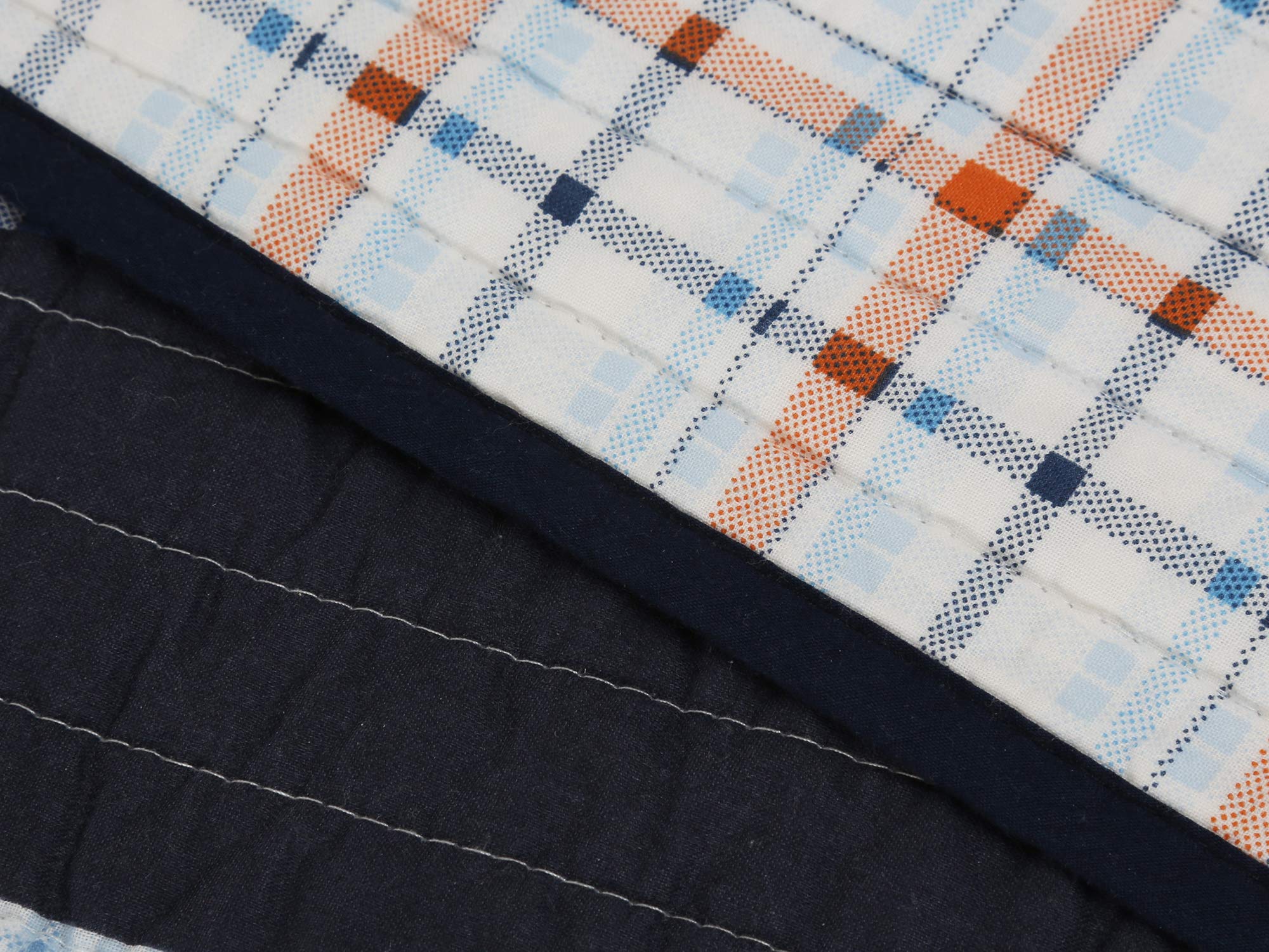 Navy Plaid Reversible 2-Piece Quilt Set - 100% Cotton Twin Size Bedding for Cozy Bedroom Decor | Perfect for Guest Rooms, Dorms & Seasonal Updates