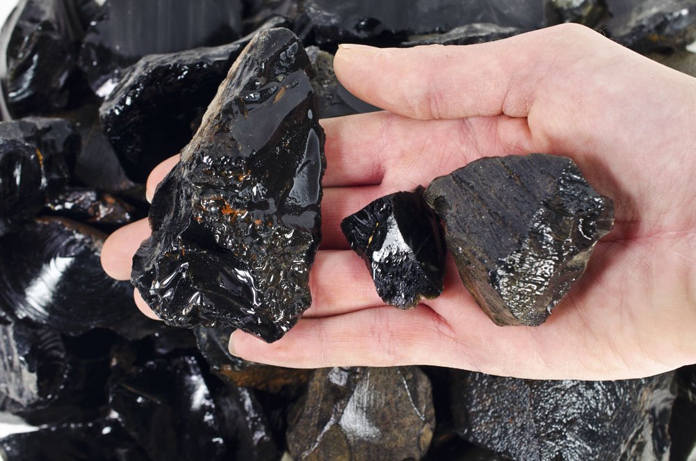 1 lb Assorted Raw Obsidian Rough Stones from Mexico - Natural Volcanic Glass for Crystal Healing, Jewelry Making & Home Decor