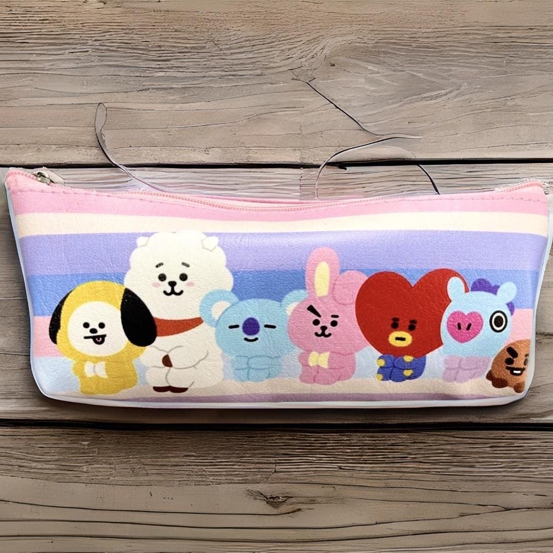 Paaroots 1-Pack Faux Leather Pencil Case & Cosmetic Bag - Stylish Makeup Pouch for Women & Girls - Perfect for School, Office, Travel & Party Favors (Theme 2) - Ideal Birthday Gift, Kanjak Return Present & Daily Organizer