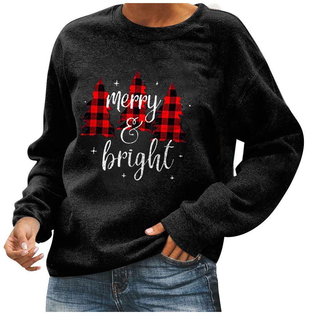Gibobby Women's Christmas Graphic Printed Crewneck Sweatshirt - Long Sleeve Casual Pullover Top for Holiday Parties & Winter Outfits