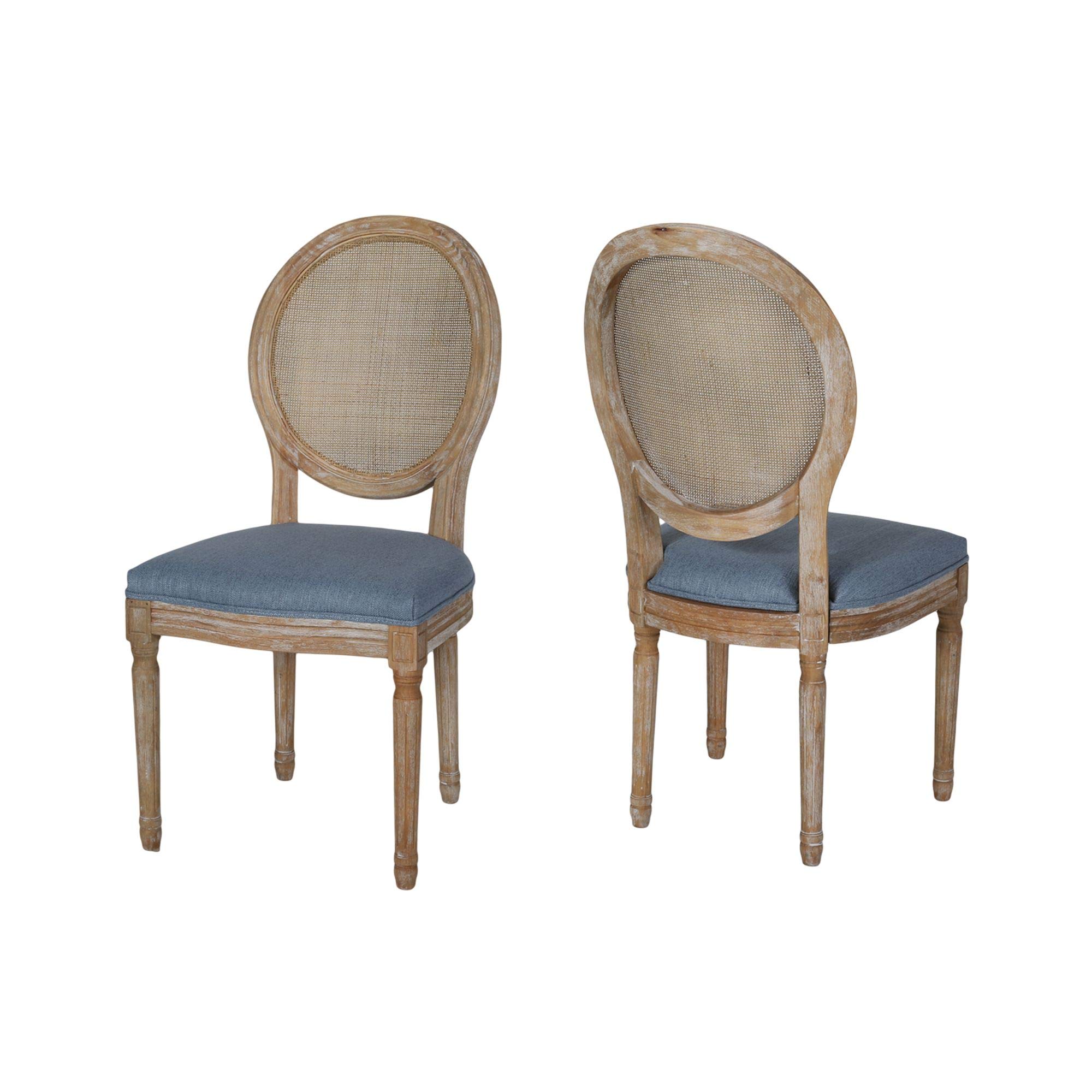 Vintage Distressed Finish Dining Chairs Set of 2 - Blue and Gray Farmhouse Style 39.5
