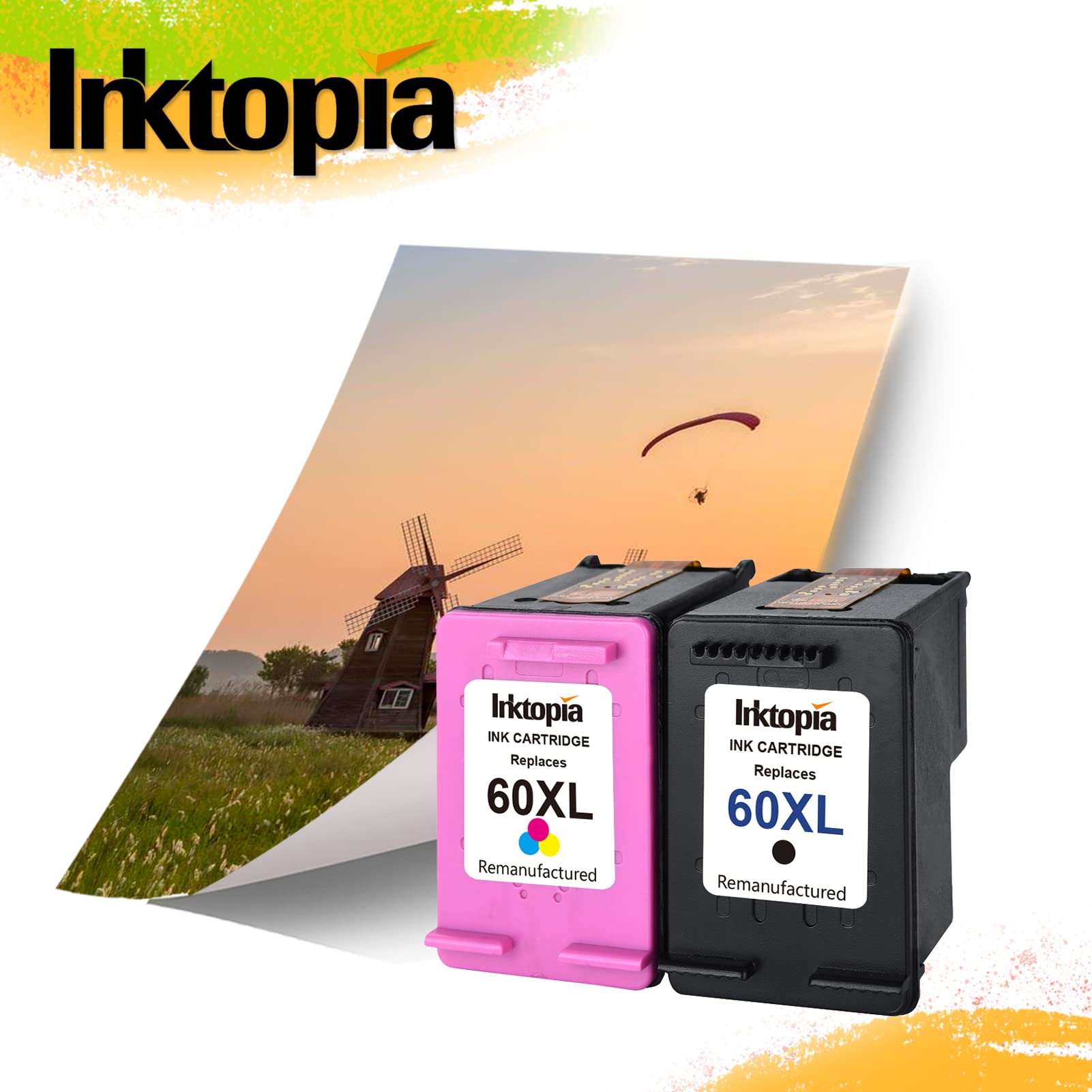 Remanufactured HP 60XL Ink Cartridges Replacement (1 Black, 1 Tri-Color) - Compatible with HP Photosmart C4680, Deskjet D2680 & More | High Yield Printing for Home & Office Use