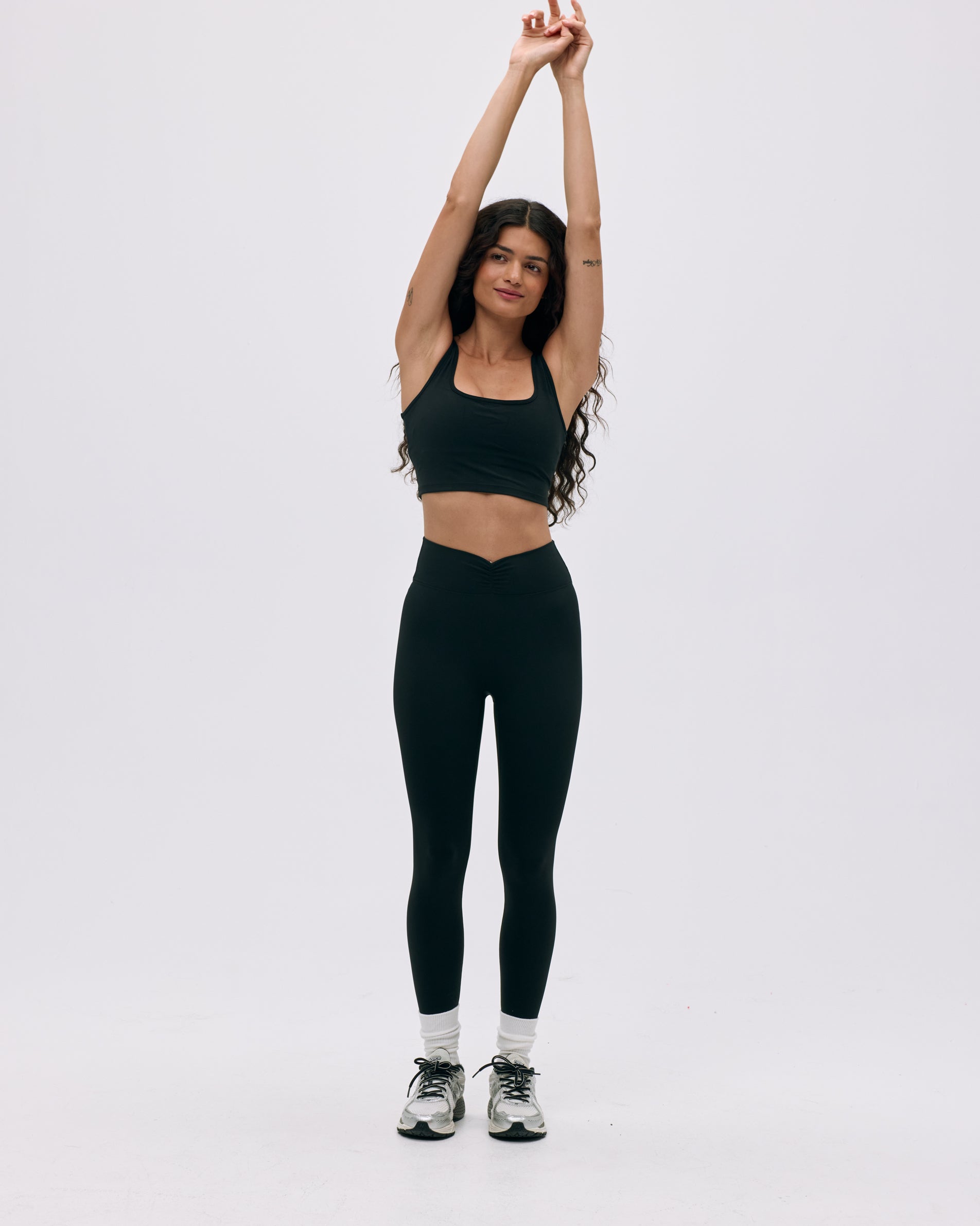 Ultimate Ruched Front Leggings for Women - High Waist Black Yoga Pants - Perfect for Workout, Running & Lounge Wear